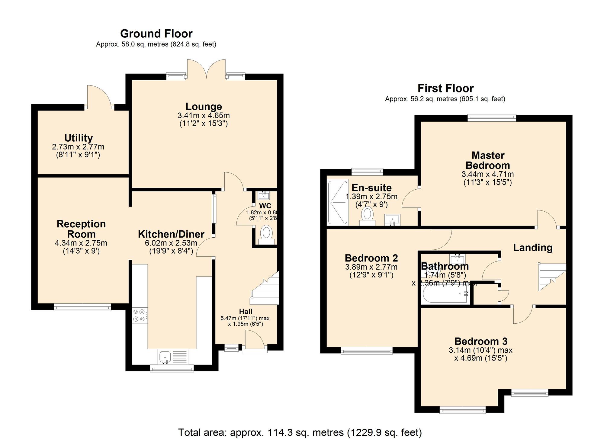 Floorplan of 3 bedroom Detached House for sale, Scholars Close, Marley Hill, NE16