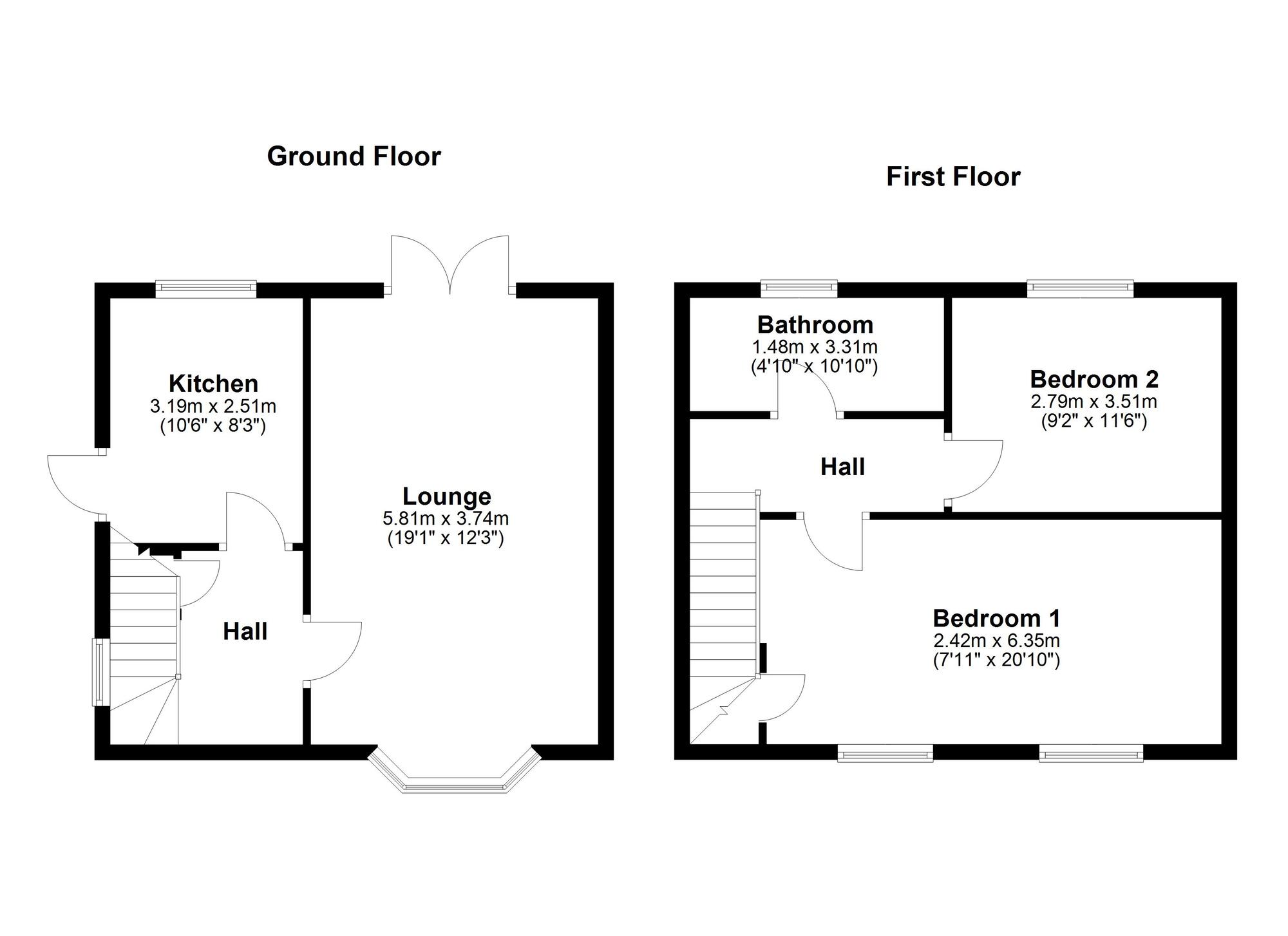 Floorplan of 2 bedroom Semi Detached House for sale, Leam Lane, Leam Lane, Gateshead, NE10