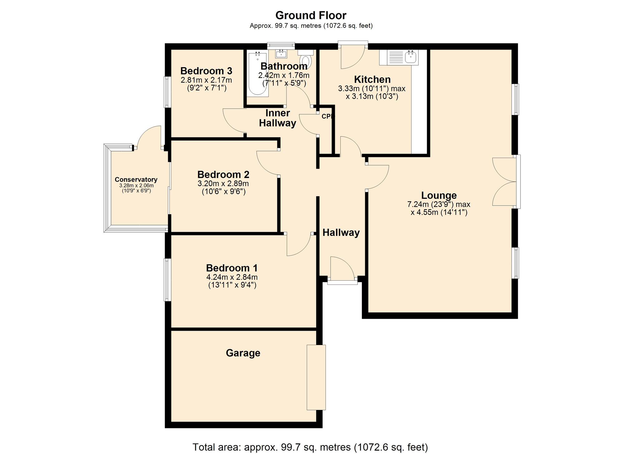 Floorplan of 3 bedroom Detached Bungalow to rent, Westacres Avenue, Whickham, NE16
