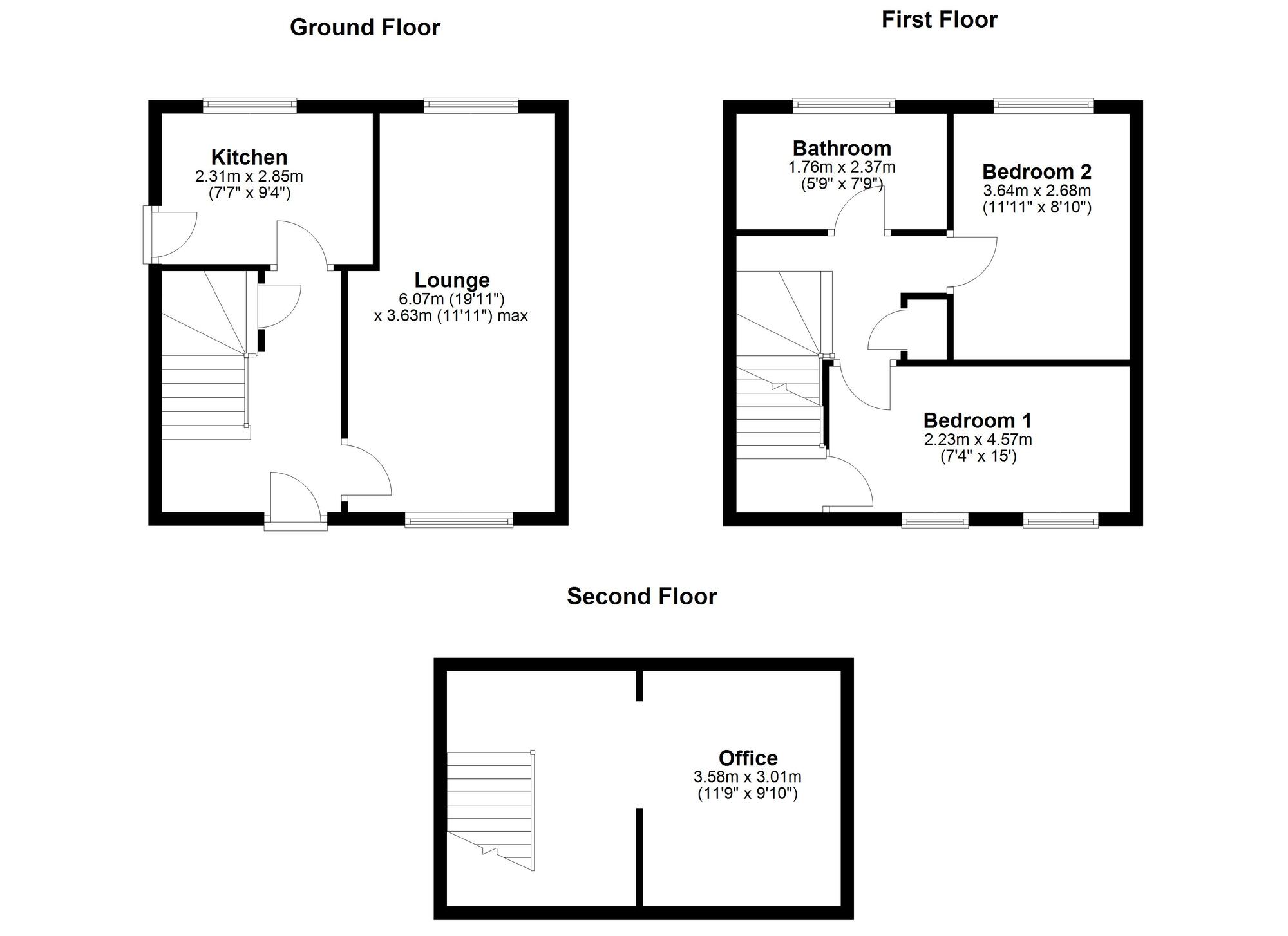 Floorplan of 2 bedroom Semi Detached House to rent, Monkton, Leam Lane, Gateshead, NE10