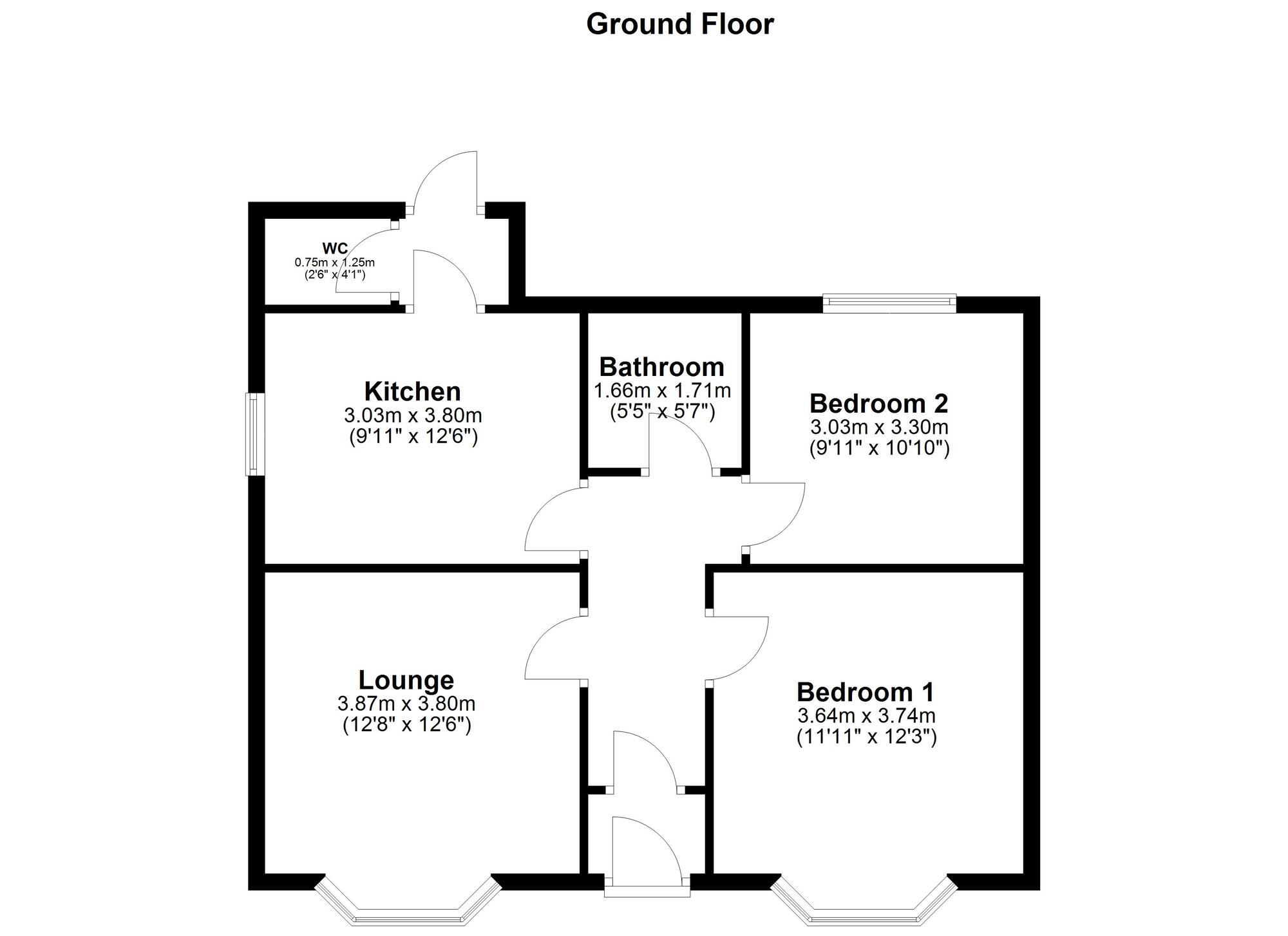 Floorplan of 2 bedroom Semi Detached Bungalow for sale, Southend Road, Sheriff Hill, Gateshead, NE9