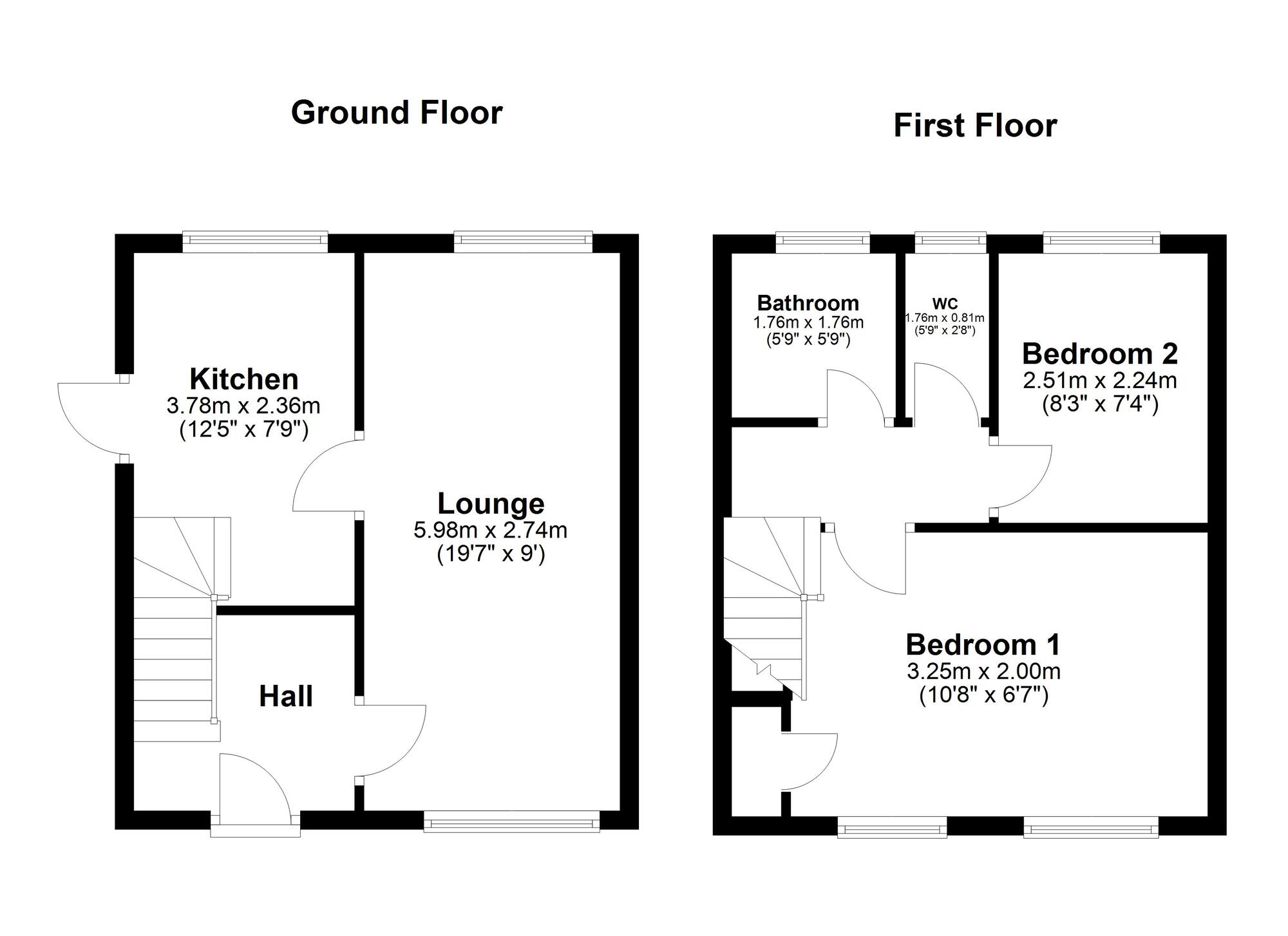 Floorplan of 2 bedroom Semi Detached House for sale, Bondene Avenue, Heworth, Gateshead, NE10