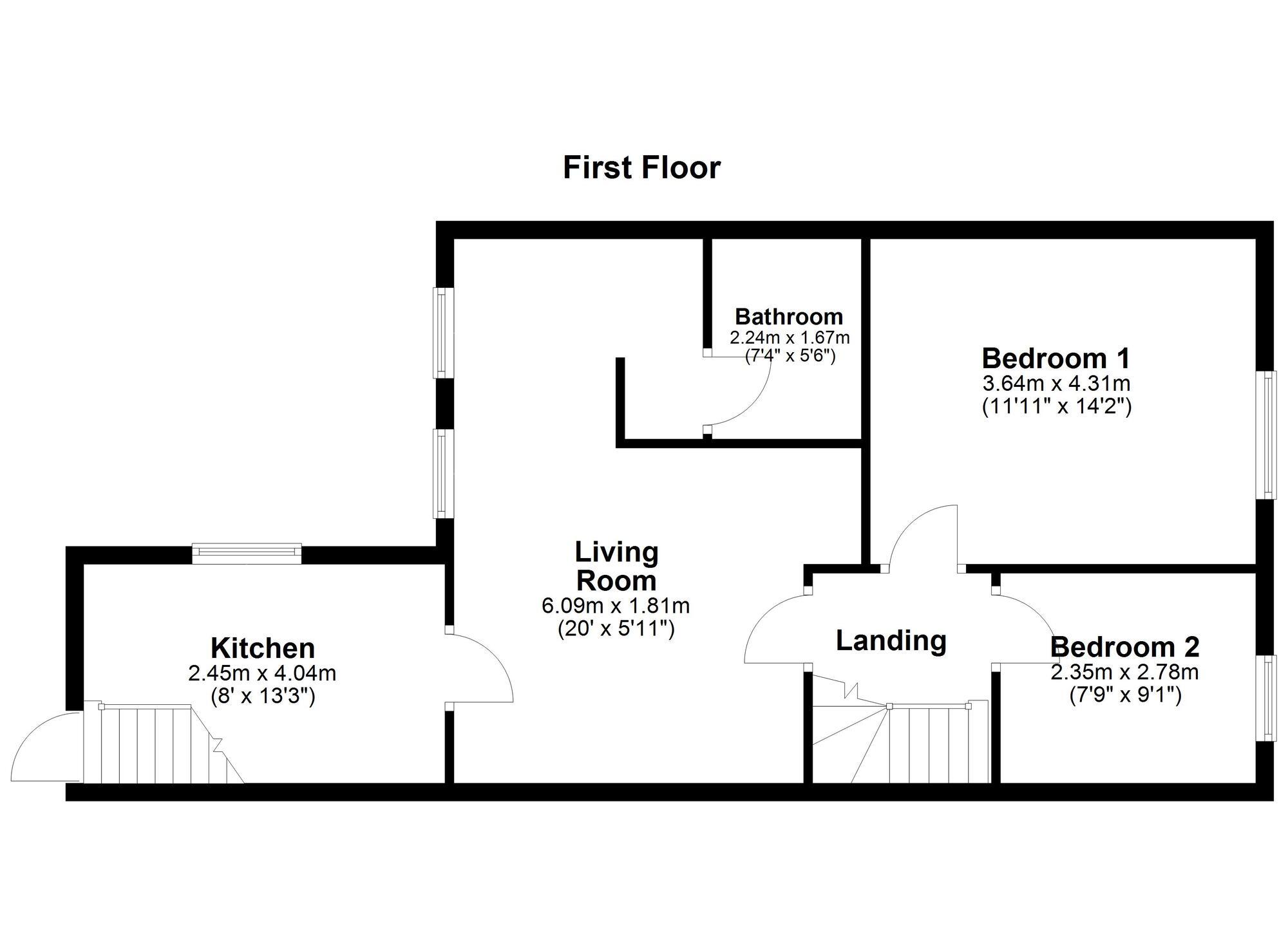Floorplan of 2 bedroom  Flat for sale, Westbourne Avenue, Saltwell, Gateshead, NE8