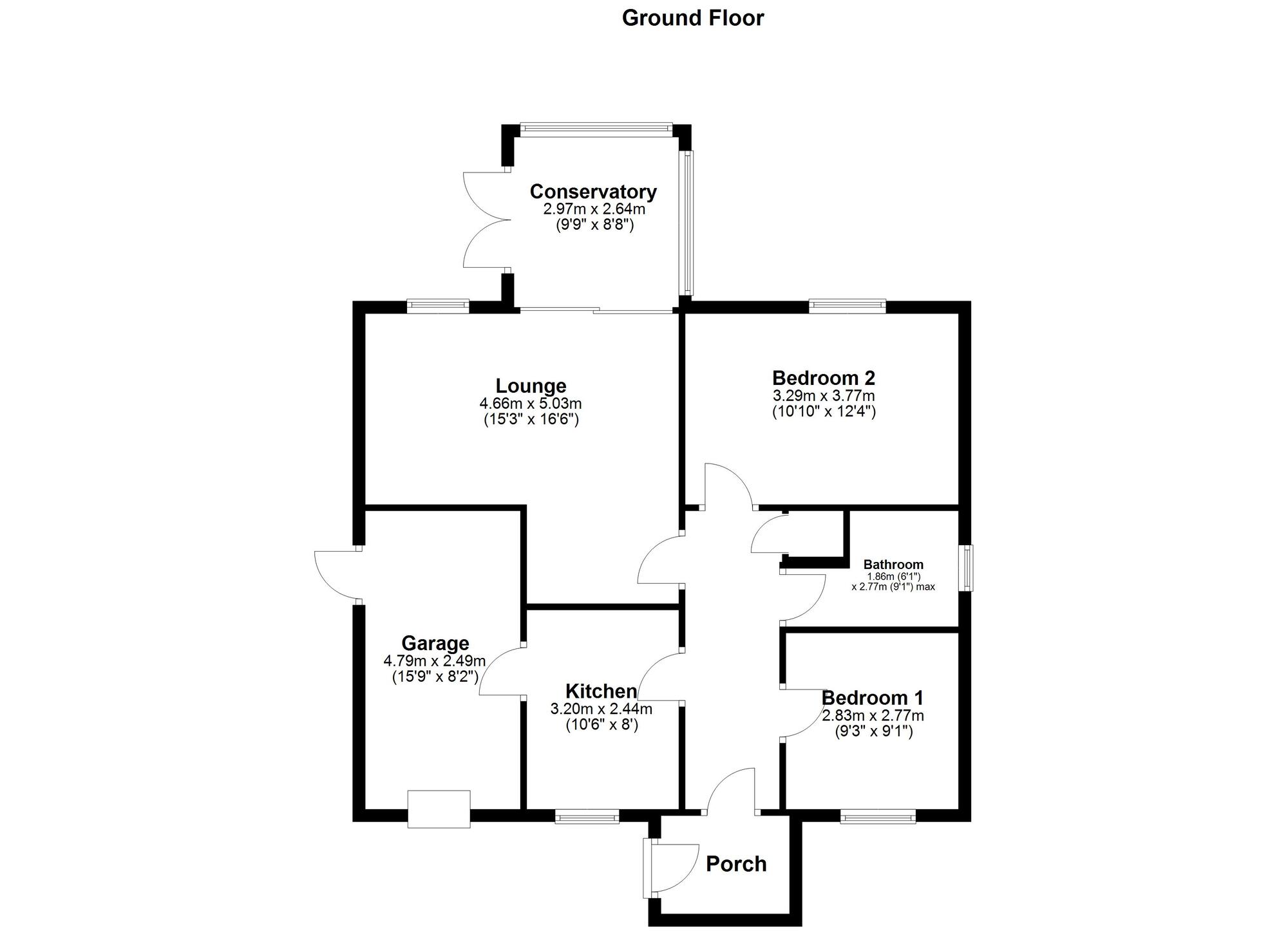 Floorplan of 2 bedroom Detached Bungalow for sale, Fairhaven, Springwell Village, NE9