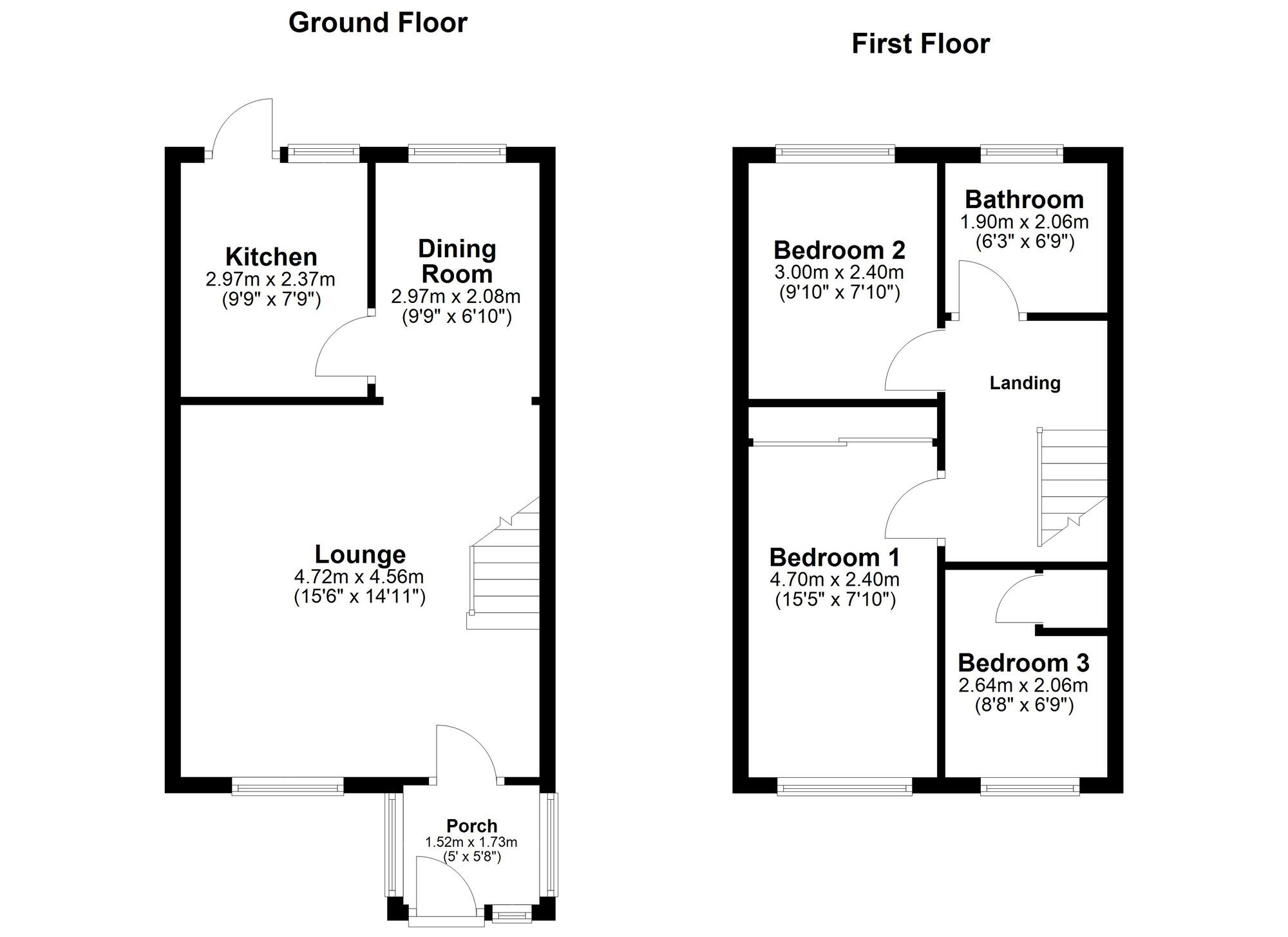 Floorplan of 3 bedroom Mid Terrace House for sale, Yewtrees, Whitehills, Gateshead, NE10