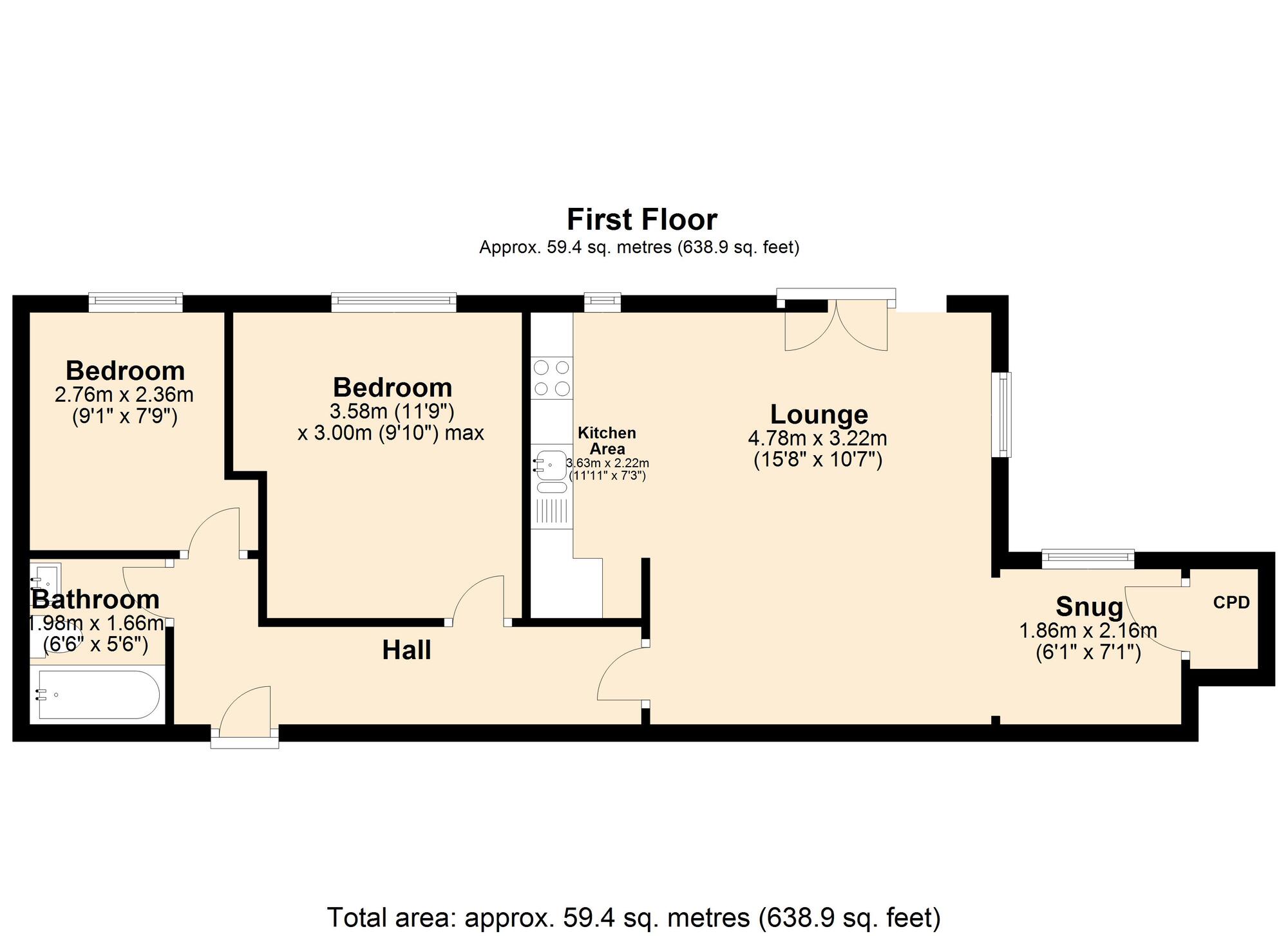 Floorplan of 2 bedroom  Flat for sale, Woodhouse Mews, Woodhouse Lane, Swalwell, NE16