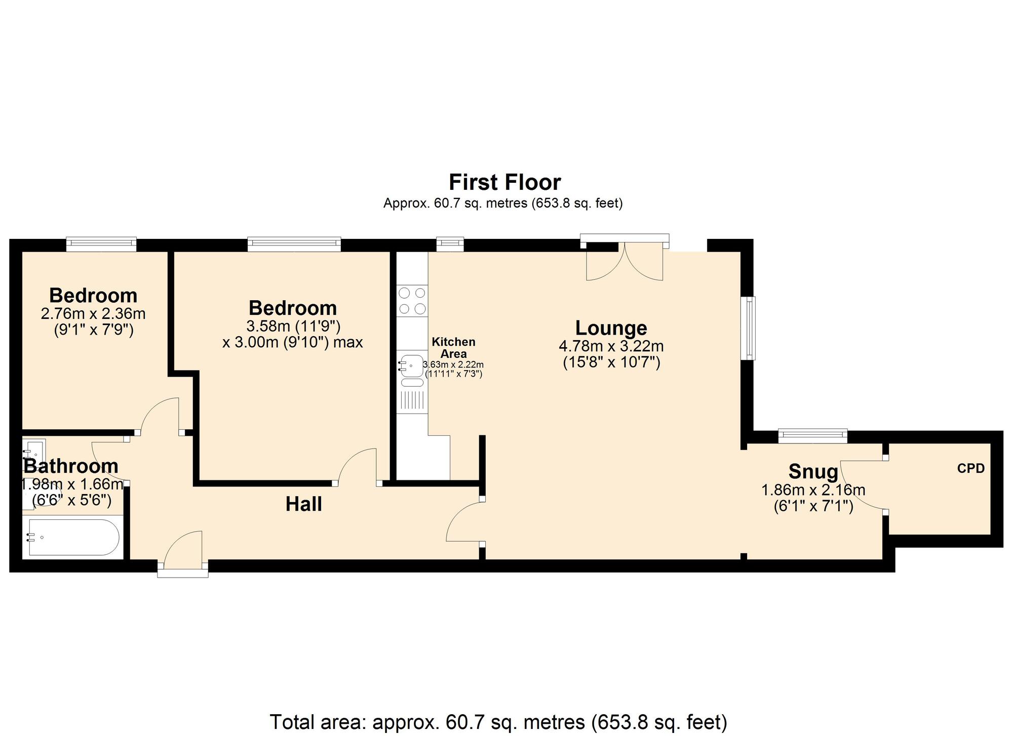 Floorplan of 2 bedroom  Flat for sale, Woodhouse Mews, Woodhouse Lane, Swalwell, NE16