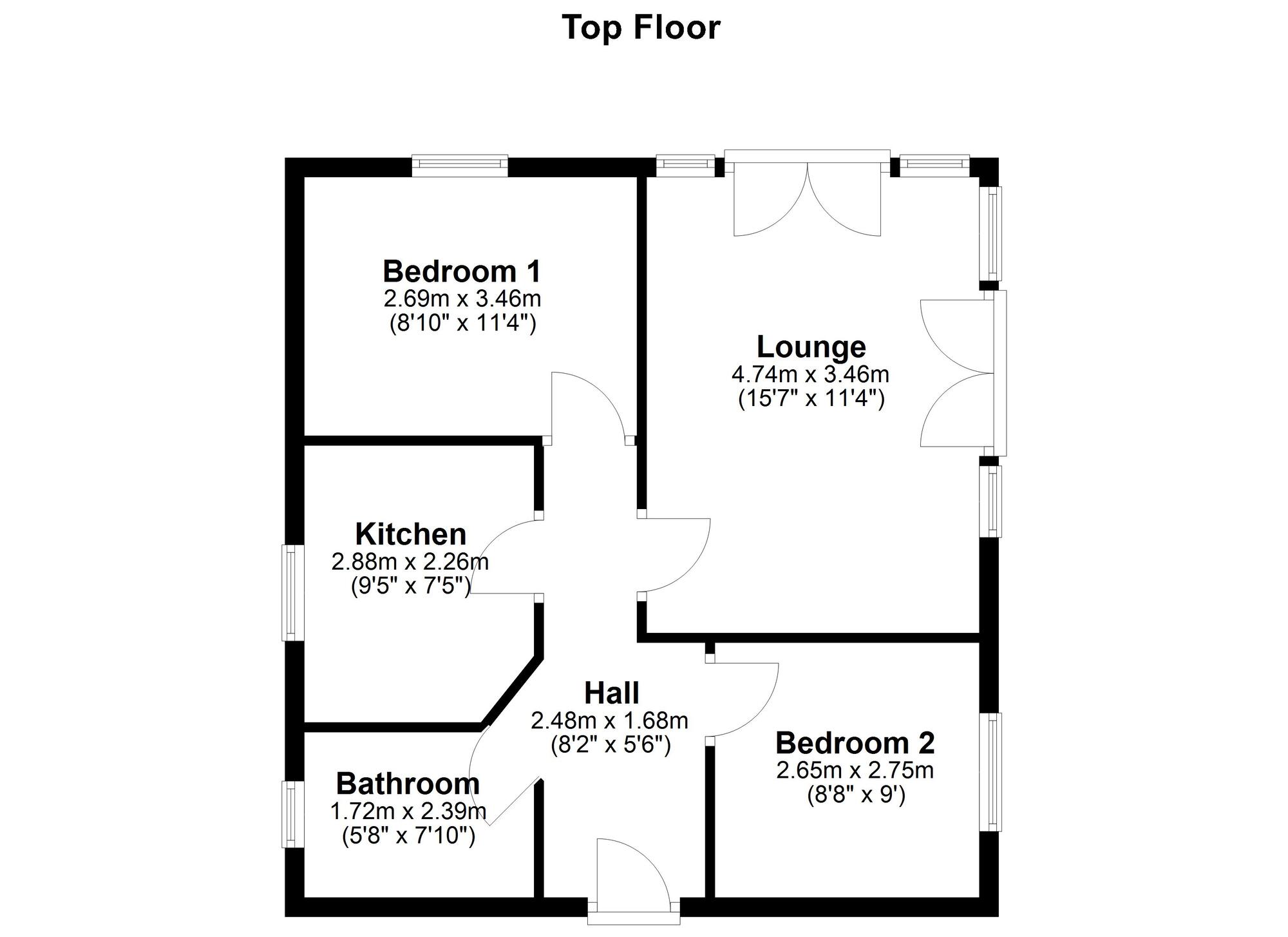 Floorplan of 2 bedroom  Flat for sale, Davison Courtyard, Winters Pass, Gateshead, NE8