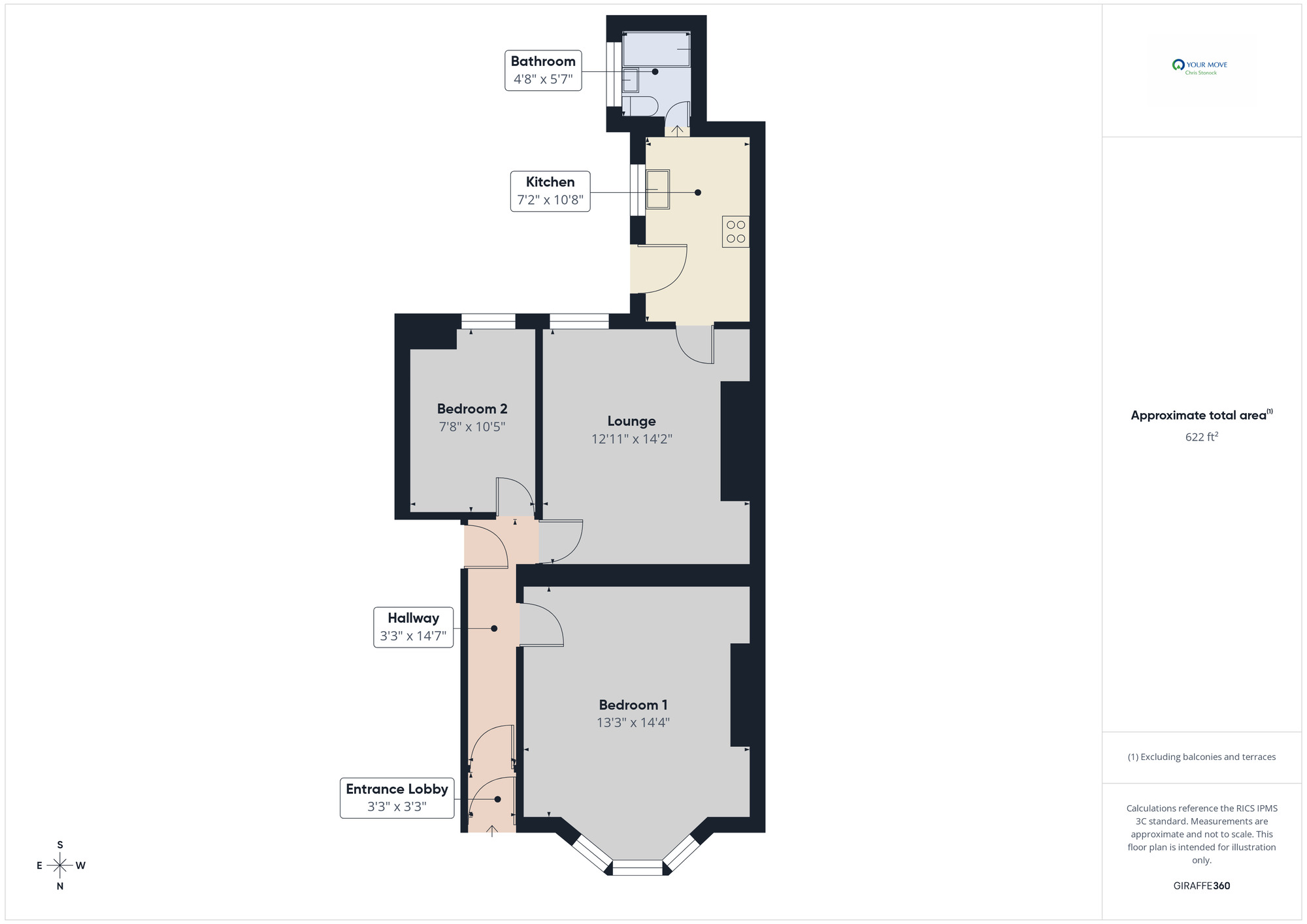 Floorplan of 2 bedroom Flat for sale, Stowell Terrace, Heworth, Gateshead, NE10