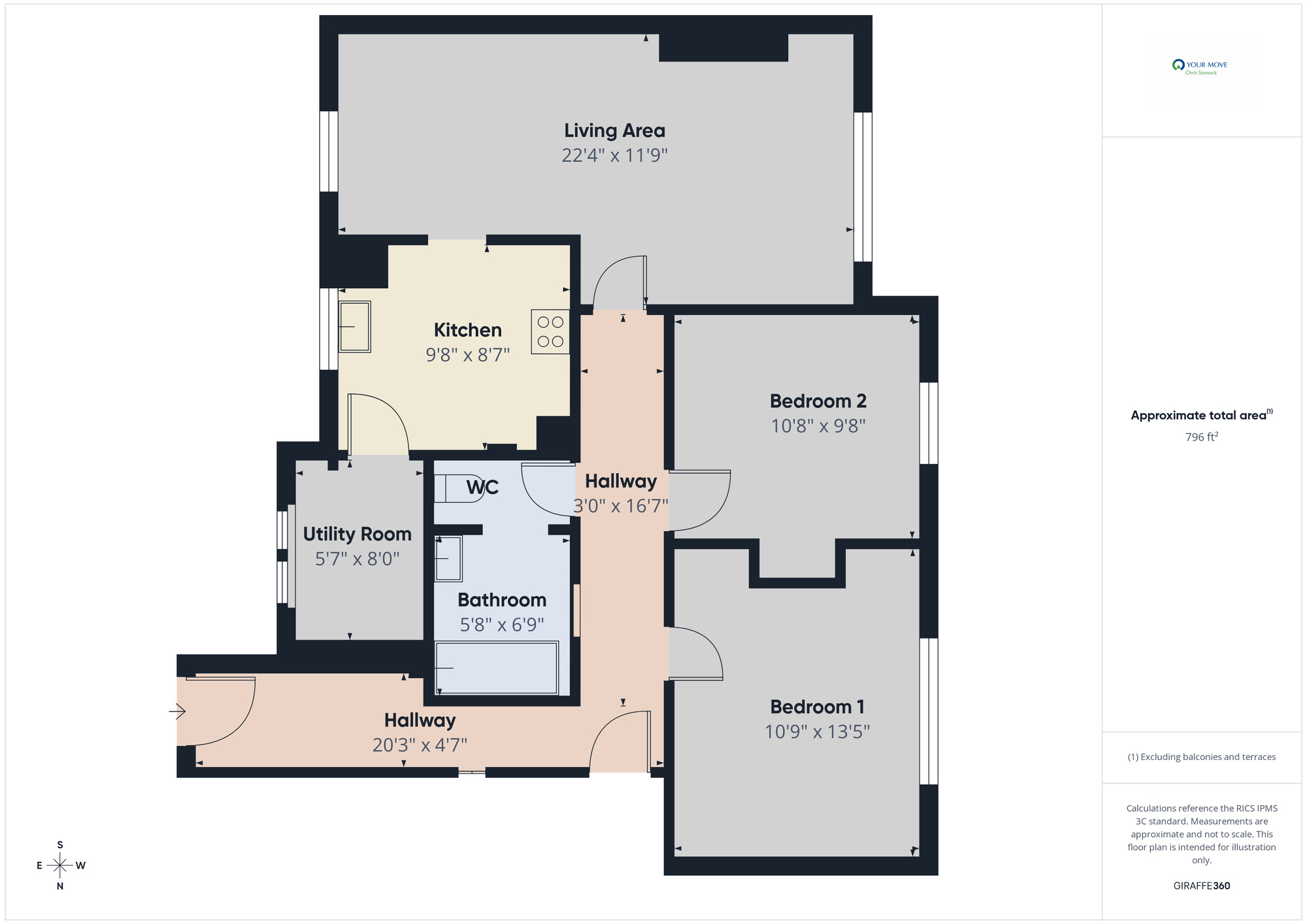 Floorplan of 2 bedroom Flat for sale, Leeming Gardens, Sheriff Hill, Gateshead, NE9