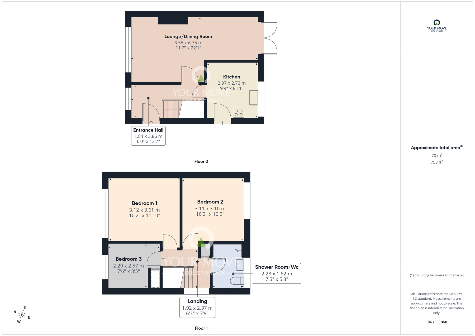 Floorplan of 3 bedroom End Terrace House for sale, Monkton, Leam Lane, Gateshead, NE10