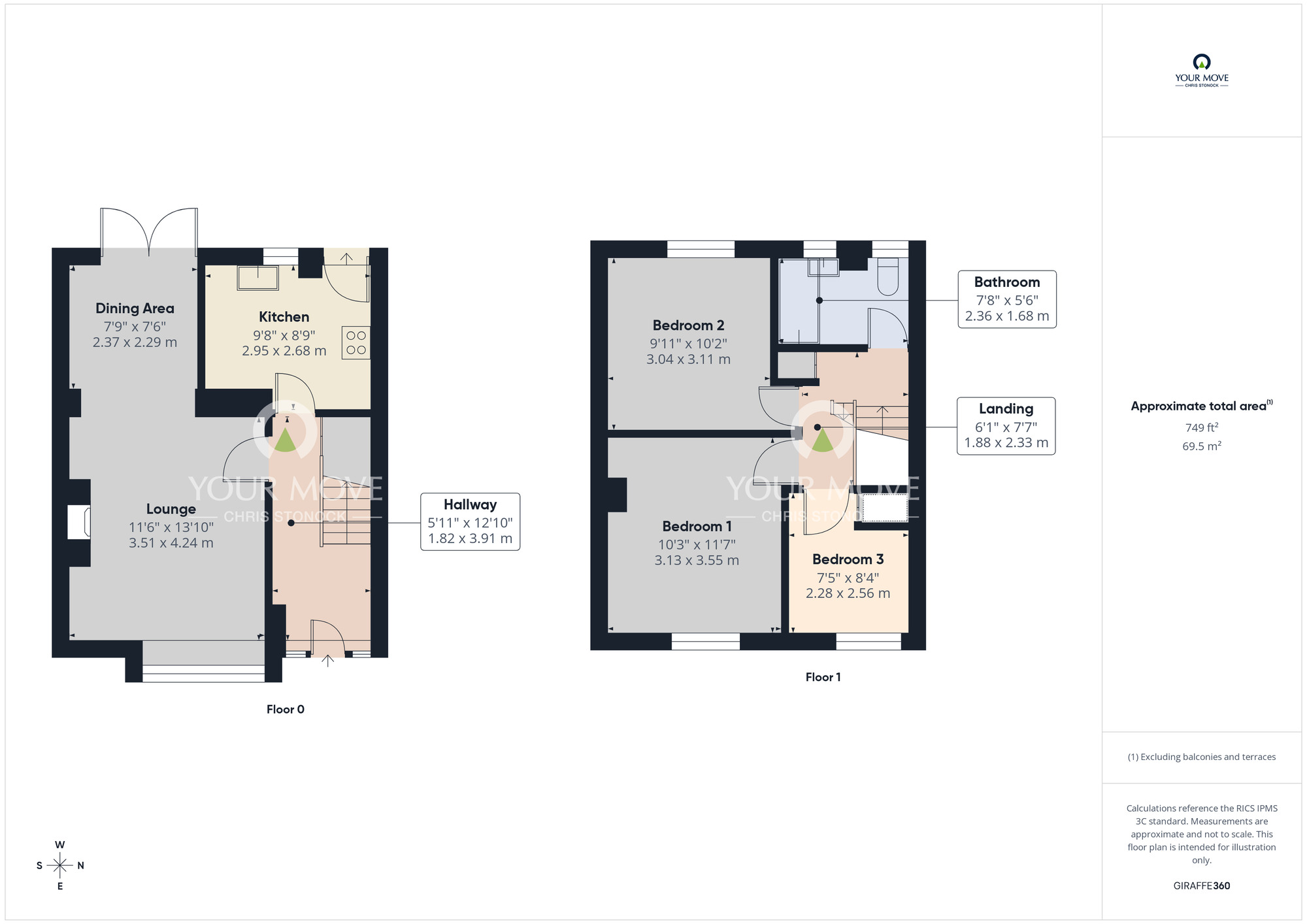 Floorplan of 3 bedroom Mid Terrace House for sale, Mardale Gardens, Low Fell, Gateshead, NE9
