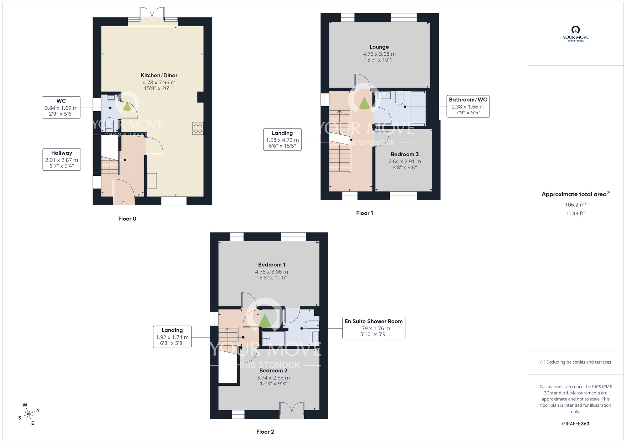 Floorplan of 3 bedroom Semi Detached House for sale, William Wailes Walk, Low Fell, Gateshead, NE9