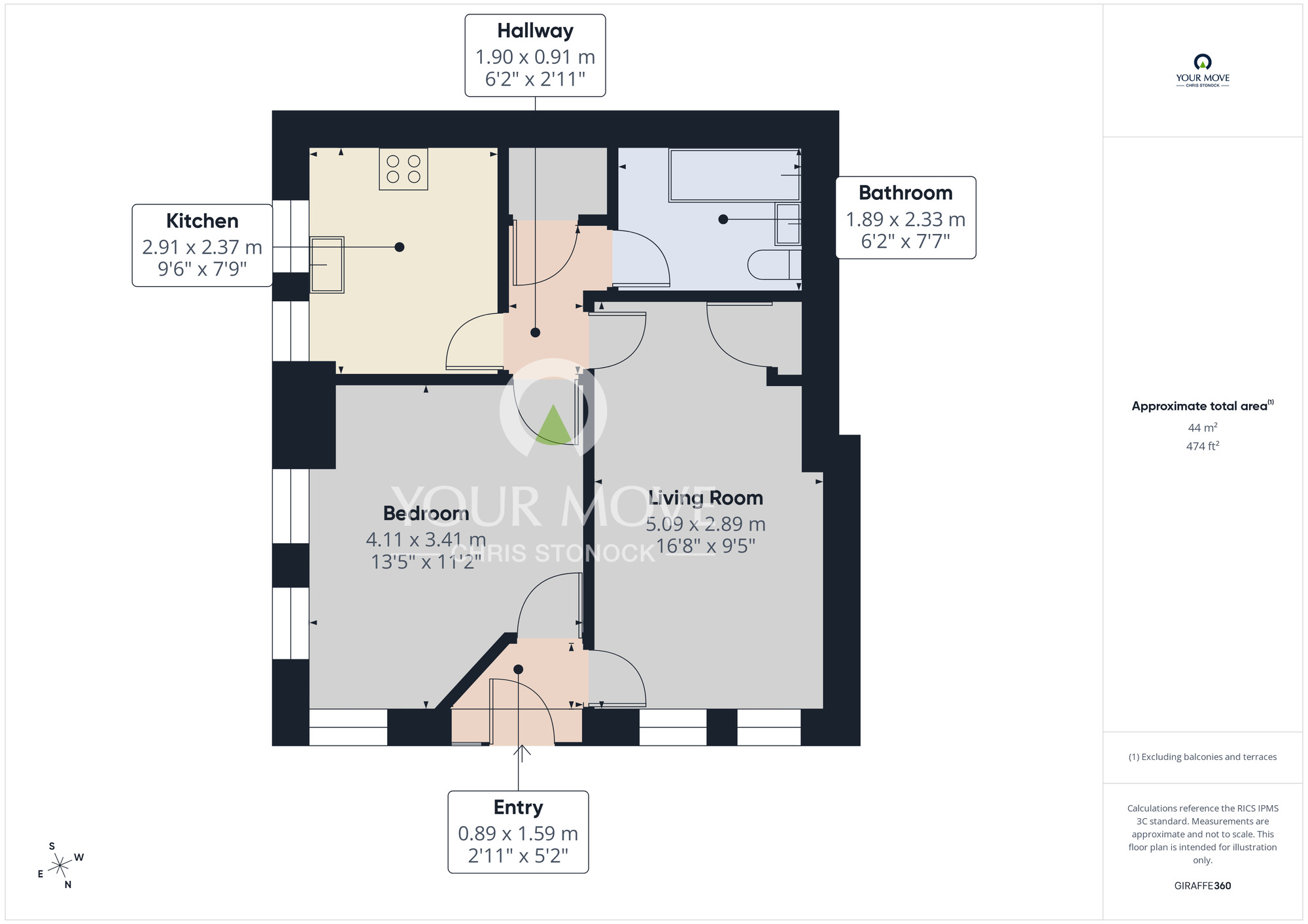 Floorplan of 1 bedroom Flat for sale, Cheviot Court, West View, Blaydon-On-Tyne, NE21