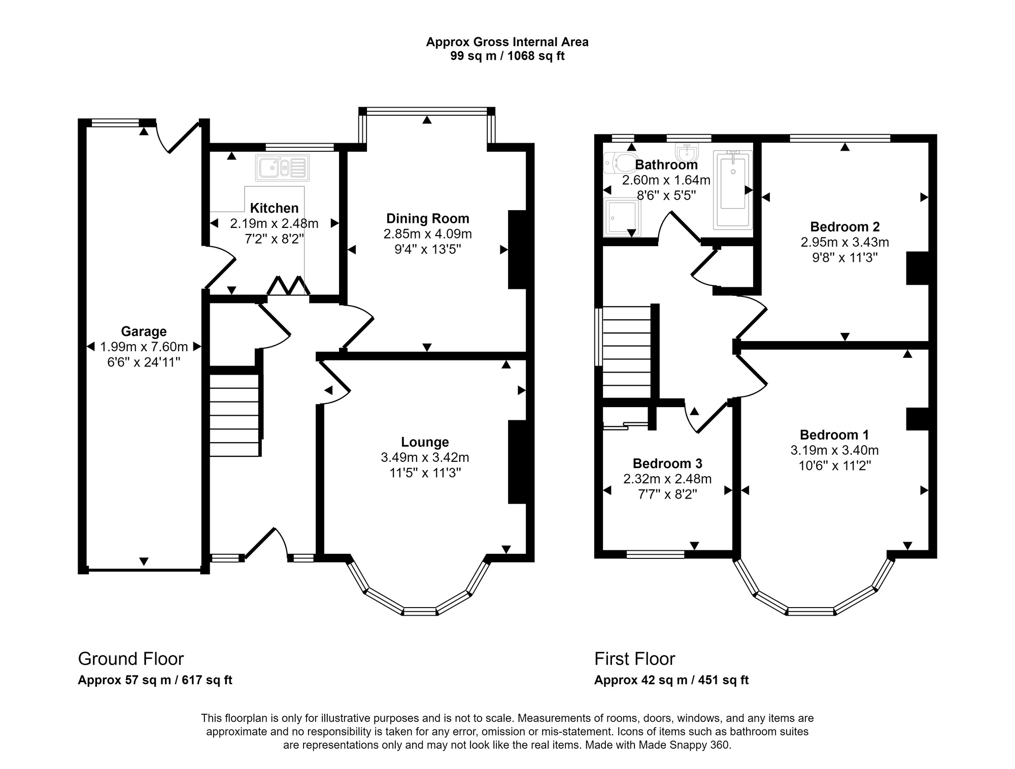 Floorplan of 3 bedroom Semi Detached House to rent, Windermere Avenue, Heworth, Gateshead, NE10