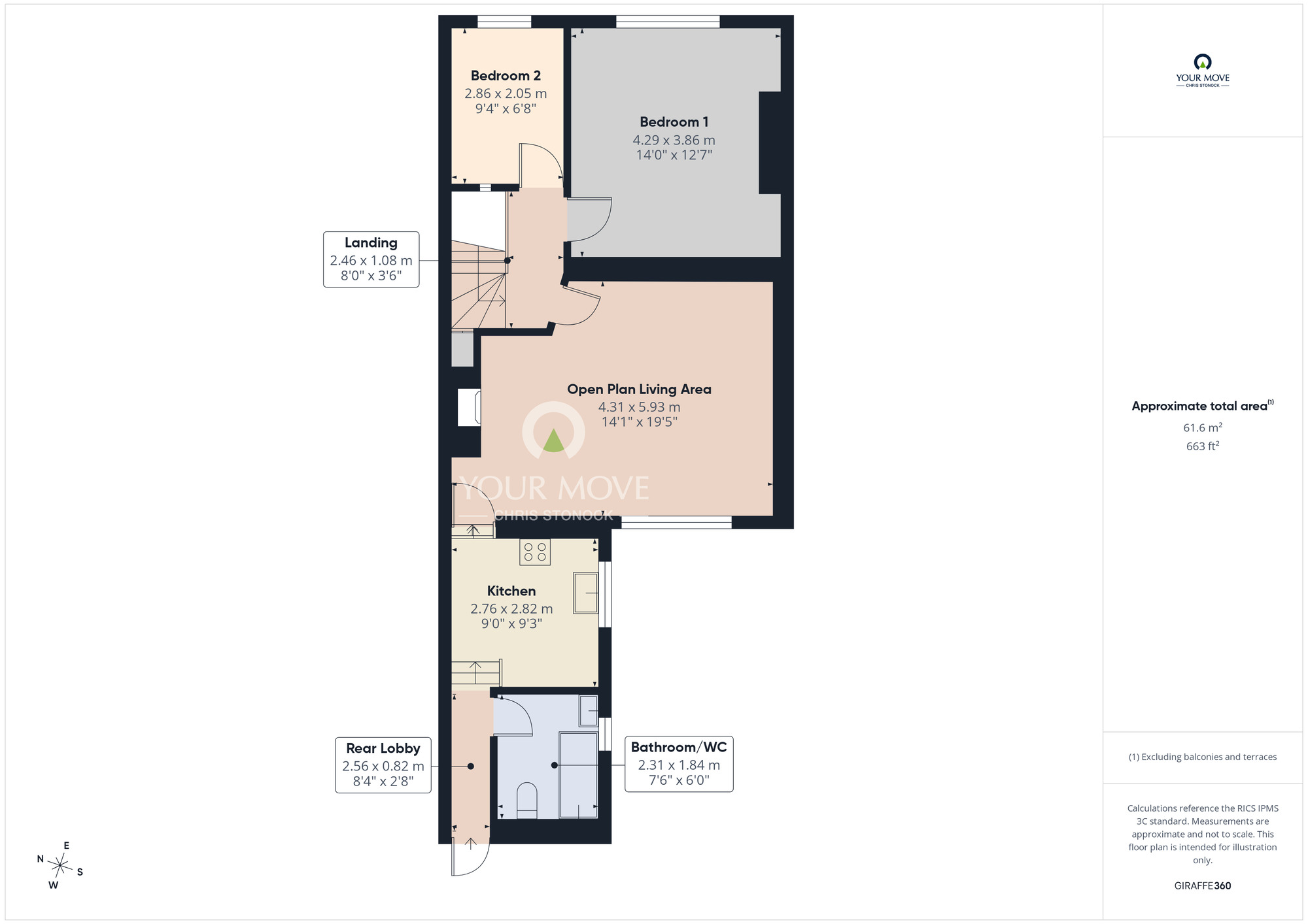 Floorplan of 2 bedroom Flat for sale, Westbourne Avenue, Saltwell, Gateshead, NE8