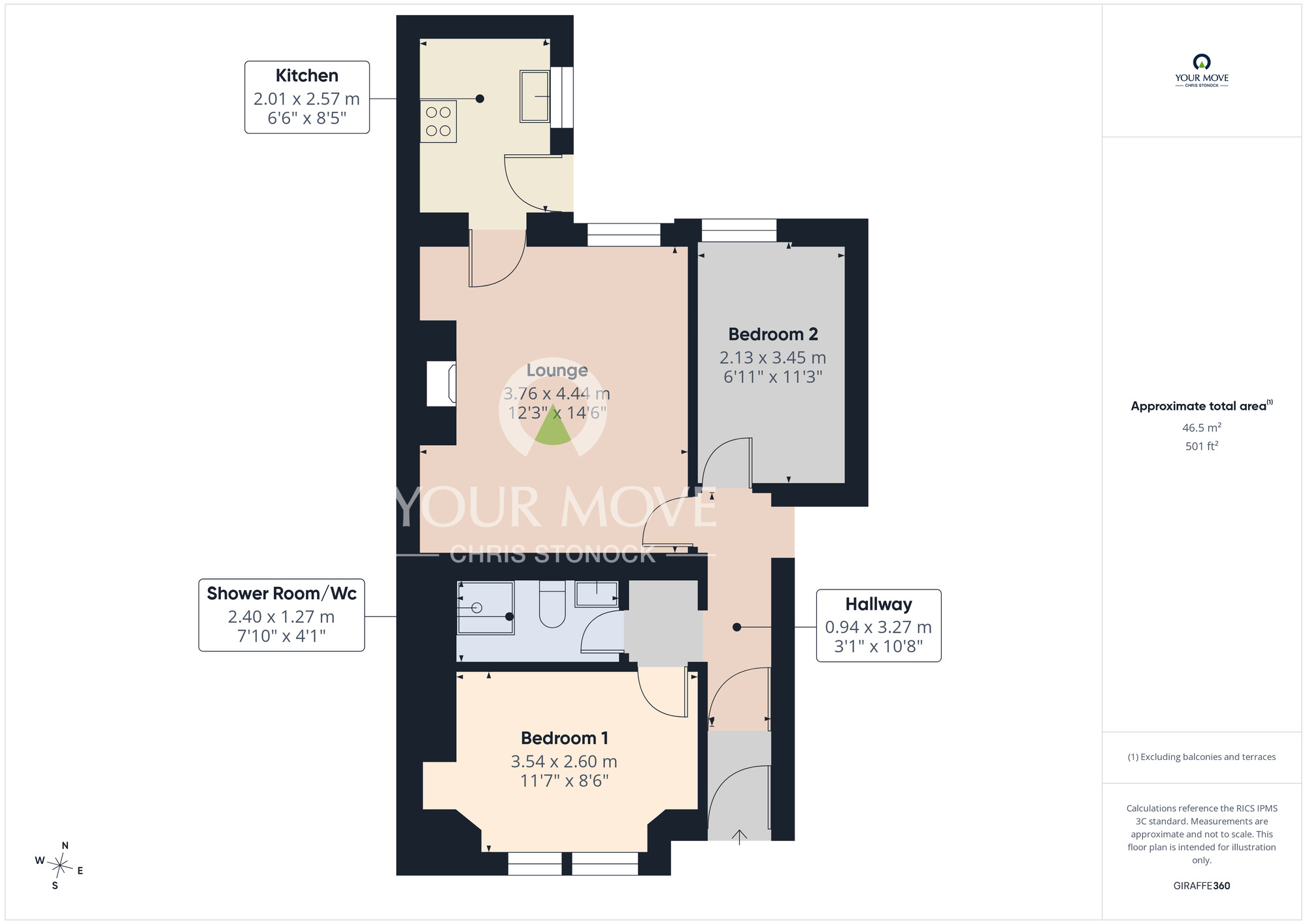 Floorplan of 2 bedroom Flat to rent, Claremont North Avenue, Gateshead, NE8