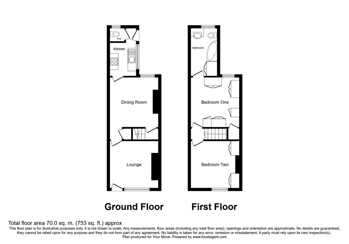 Floorplan of 2 bedroom Mid Terrace House to rent, Victoria Street, Hartshill, Stoke-On-Trent, ST4