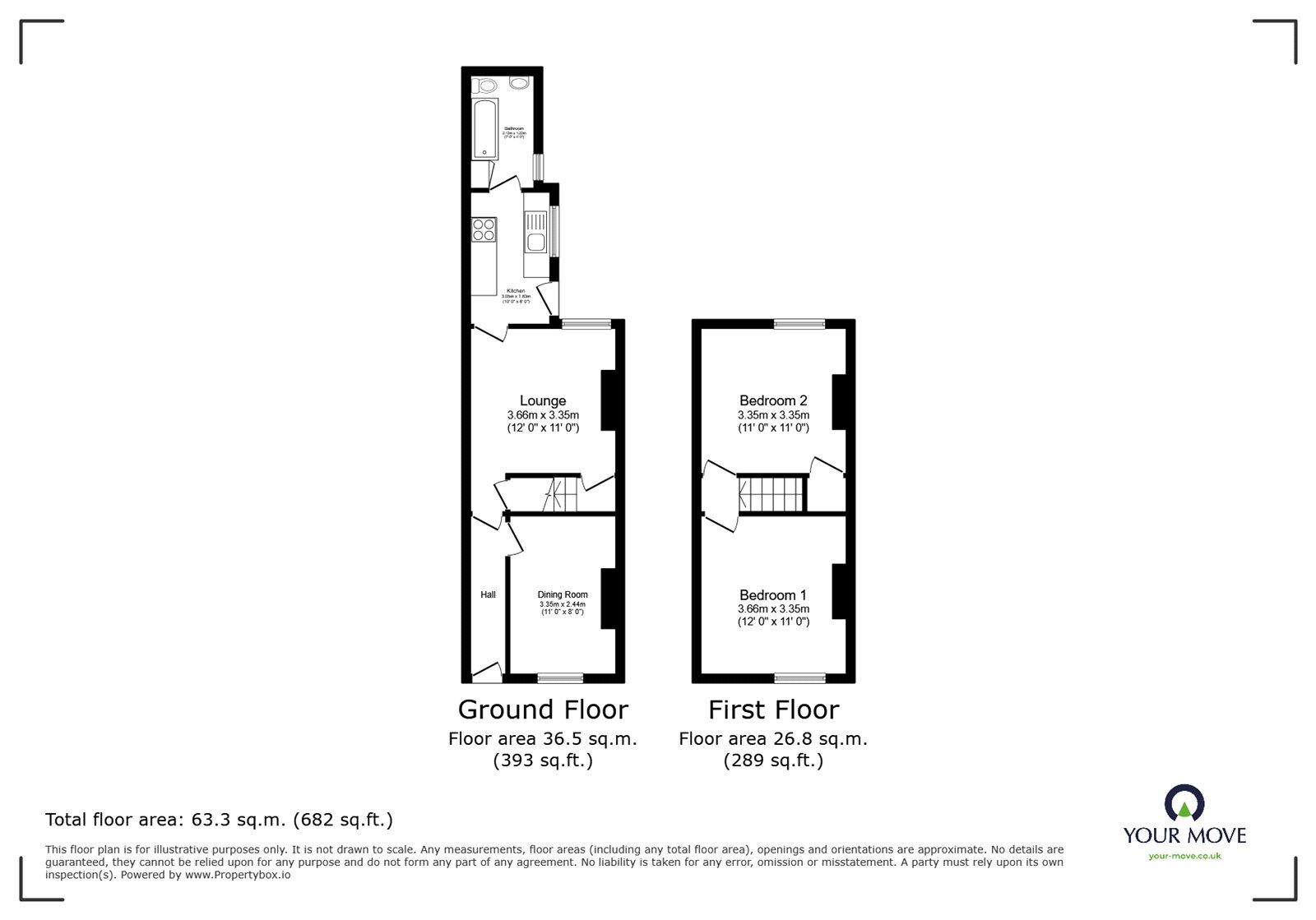 Floorplan of 2 bedroom Mid Terrace House to rent, Marlborough Street, Stoke-On-Trent, ST4