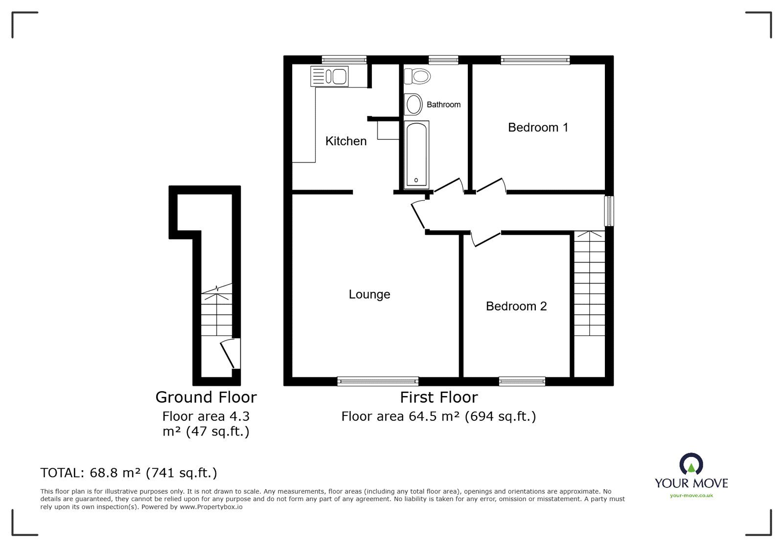 Floorplan of 2 bedroom  Flat for sale, Tawney Crescent, Stoke-on-Trent, Staffordshire, ST3
