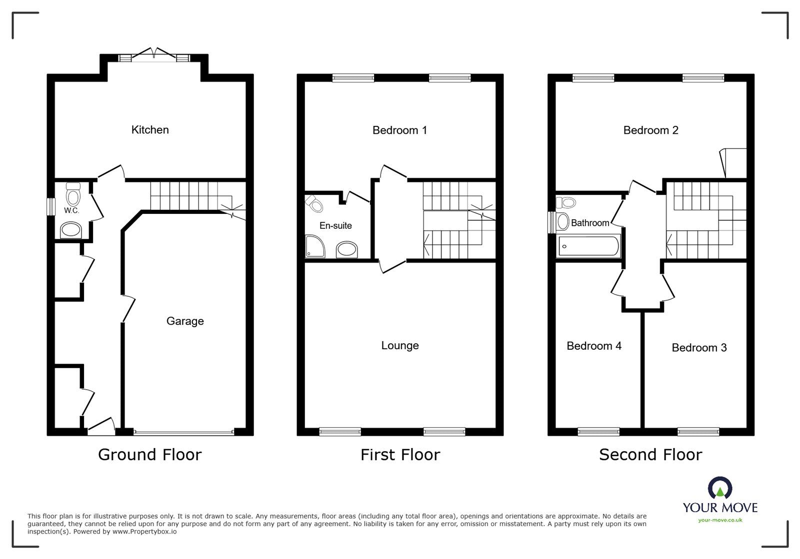 Floorplan of 4 bedroom Mid Terrace House for sale, Willow Tree Grove, Heron Cross, Staffordshire, ST4