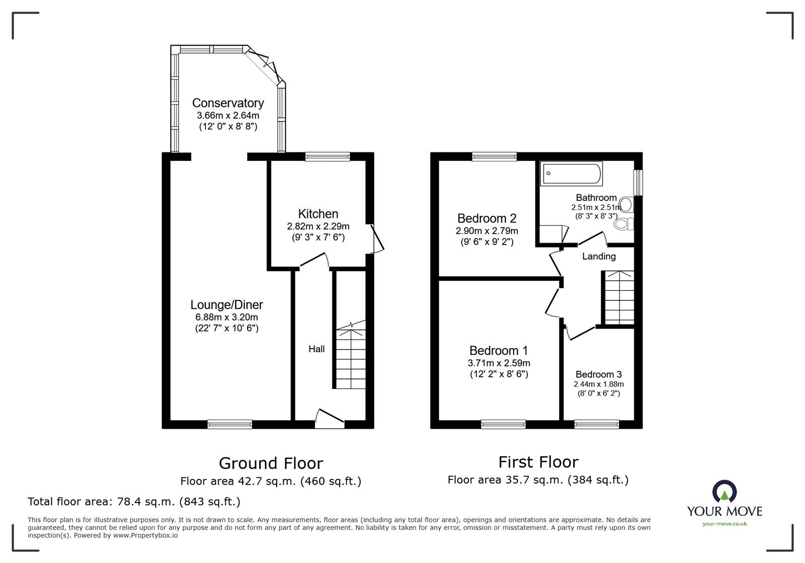 Floorplan of 3 bedroom Semi Detached House for sale, Brookside Drive, Blurton, Staffordshire, ST3