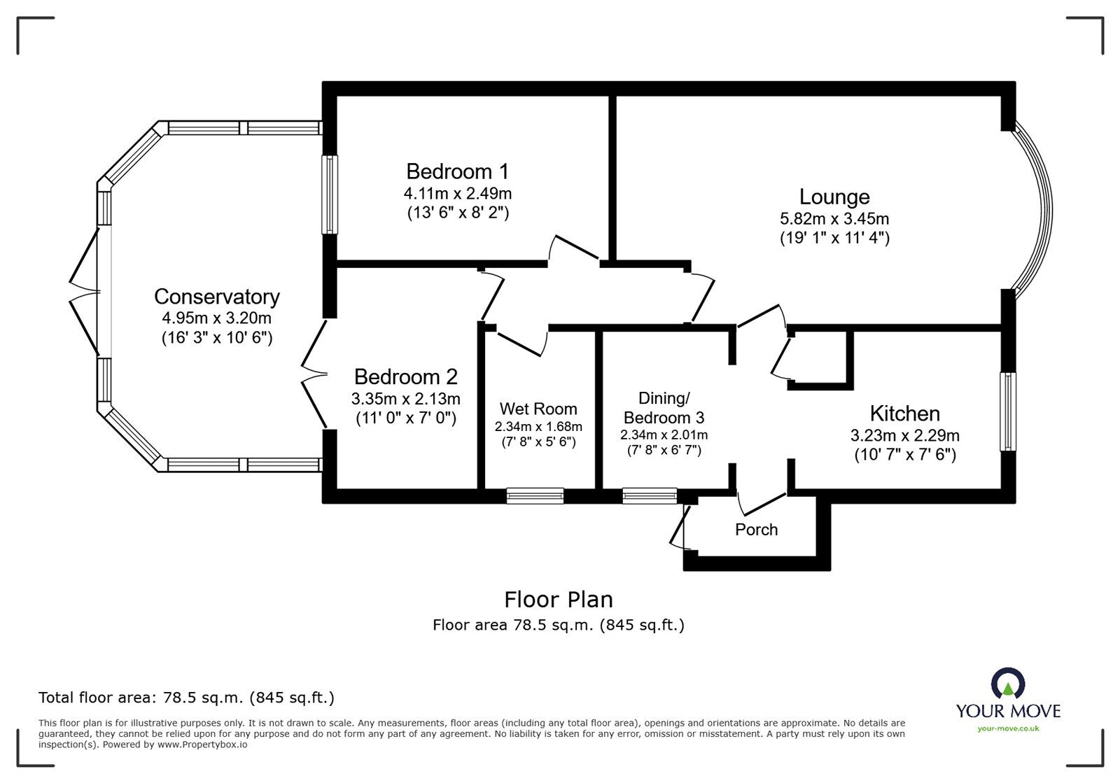Floorplan of 2 bedroom Semi Detached Bungalow for sale, Rattigan Drive, Parkhall, Staffordshire, ST3