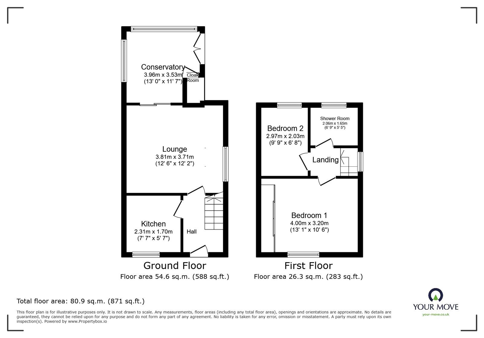 Floorplan of 2 bedroom Semi Detached House for sale, Brookmead Grove, Adderley Green, Staffordshire, ST3