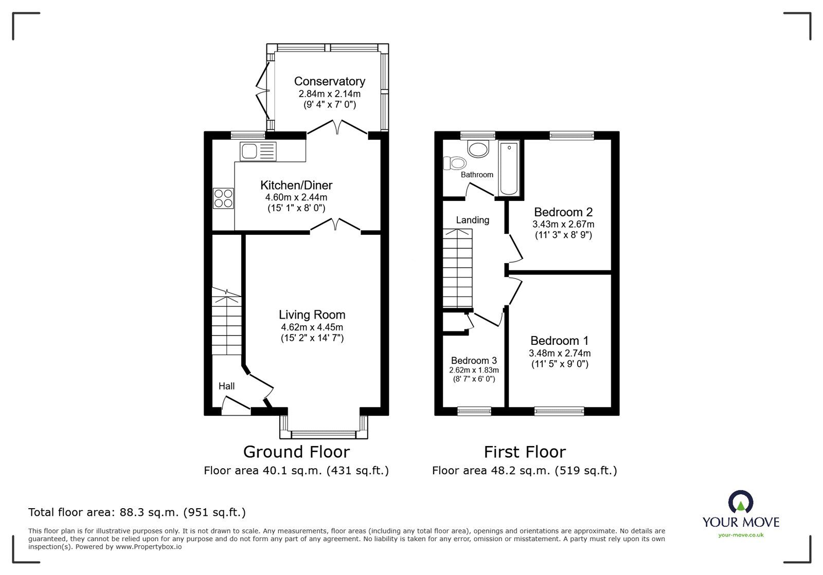 Floorplan of 3 bedroom Detached House for sale, Batten Close, Meir Park, Staffordshire, ST3