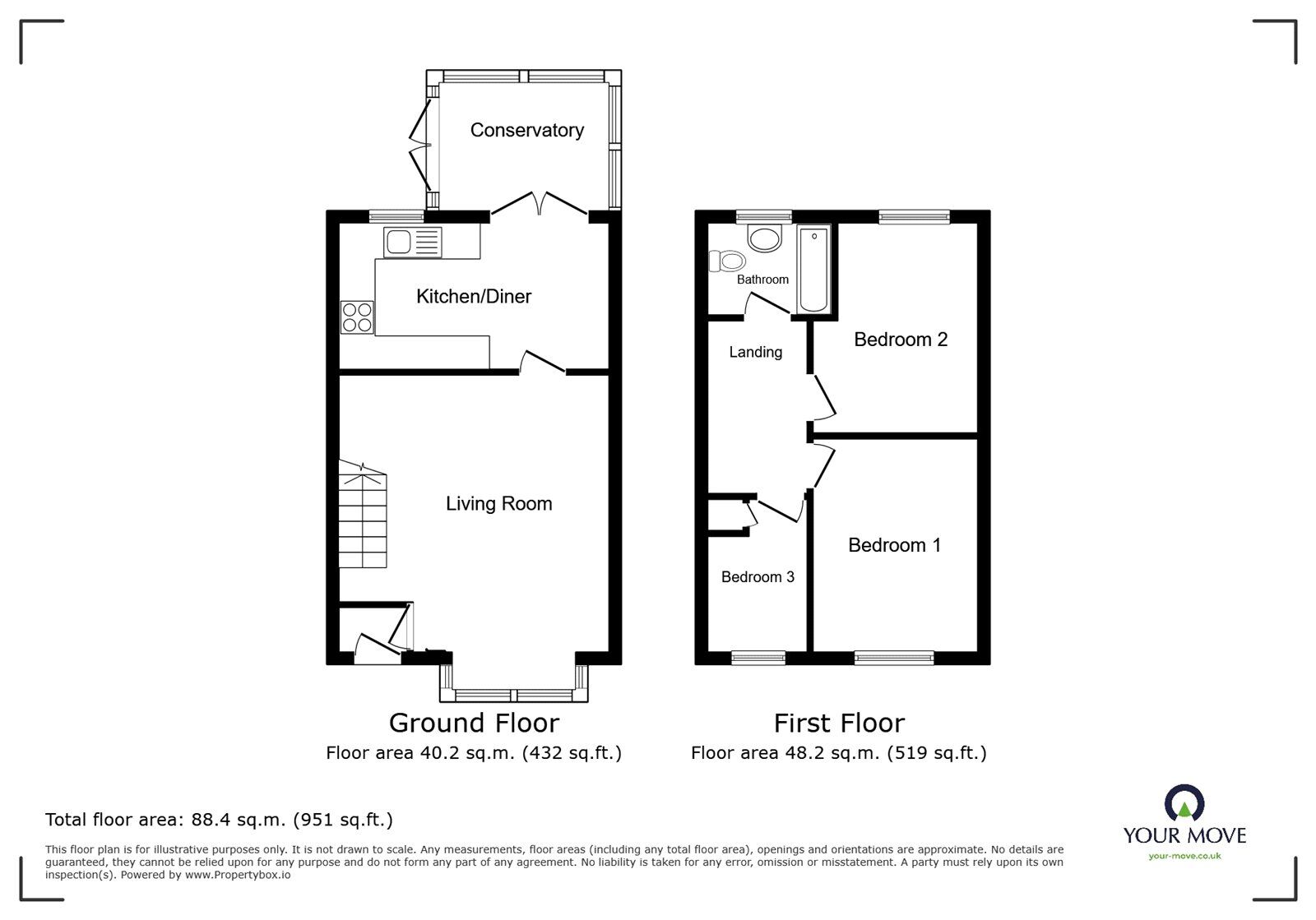 Floorplan of 3 bedroom Detached House for sale, Batten Close, Meir Park, Staffordshire, ST3