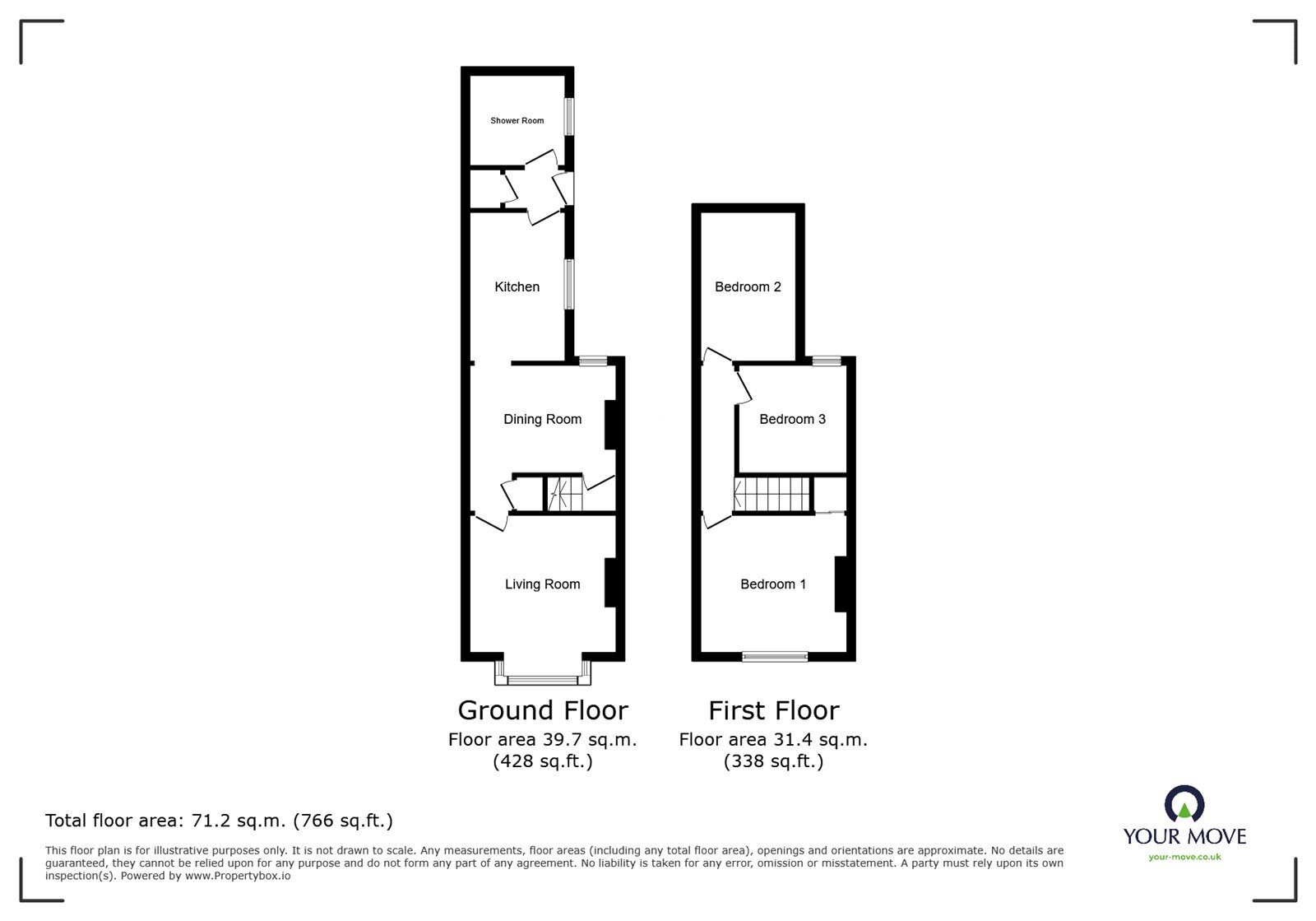 Floorplan of 3 bedroom Mid Terrace House to rent, Hanley Road, Stoke-on-Trent, Staffordshire, ST1