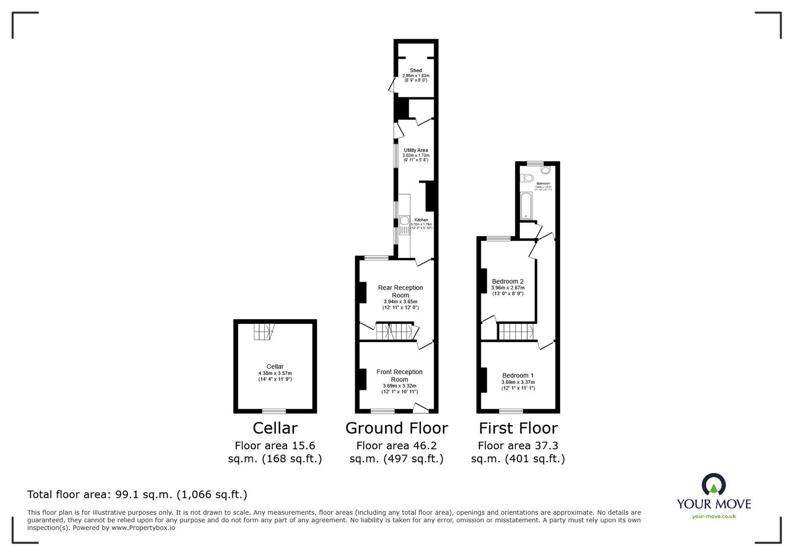 Floorplan of 2 bedroom Mid Terrace House to rent, Woodville Terrace, Stoke-on-Trent, Staffordshire, ST3
