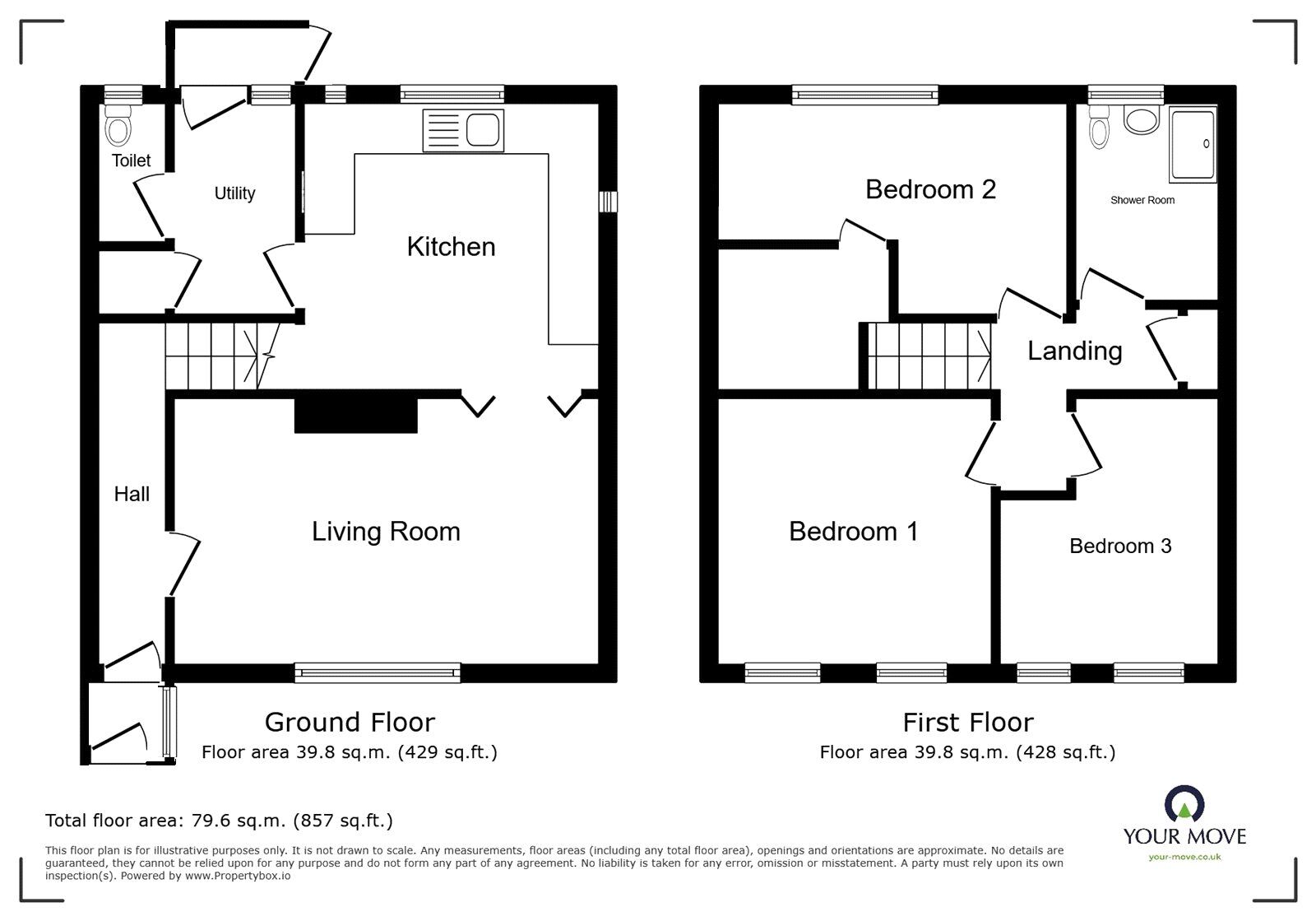 Floorplan of 3 bedroom Mid Terrace House for sale, Beaconsfield Drive, Blurton, Staffordshire, ST3