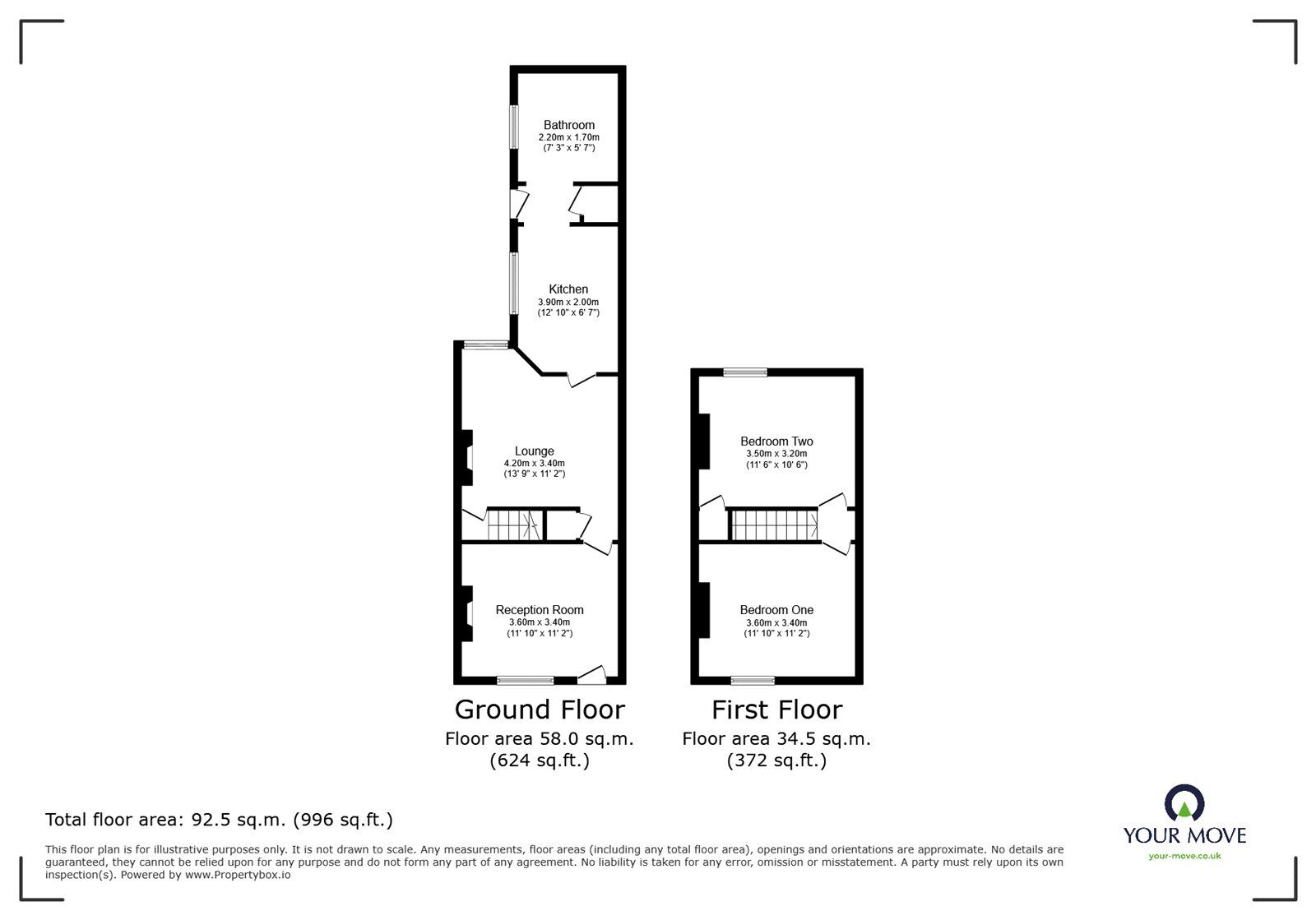 Floorplan of 2 bedroom Mid Terrace House for sale, Wallis Street, Stoke-on-Trent, Staffordshire, ST4