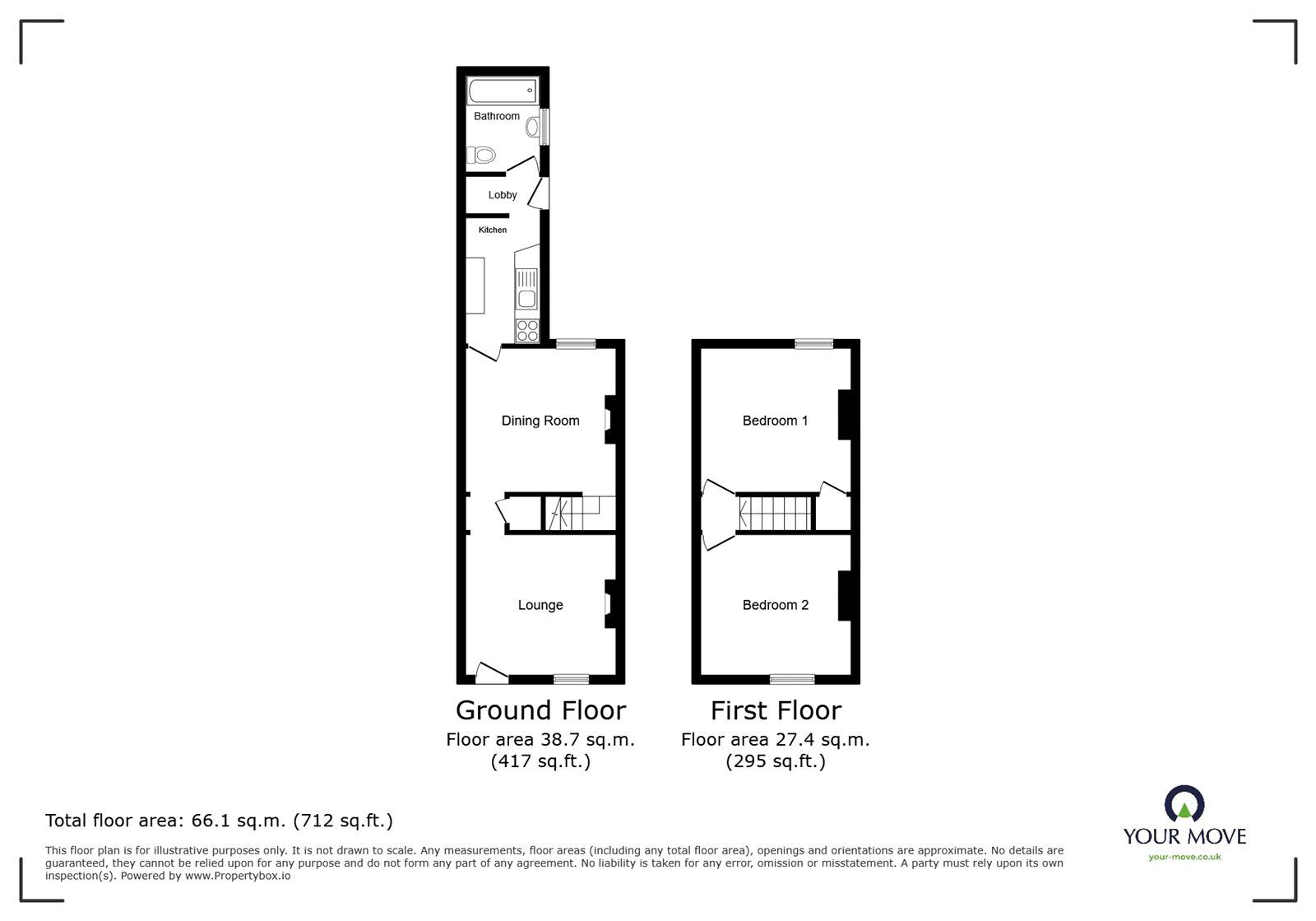 Floorplan of 2 bedroom Mid Terrace House to rent, Stanton Road, Stoke-on-Trent, Staffordshire, ST3