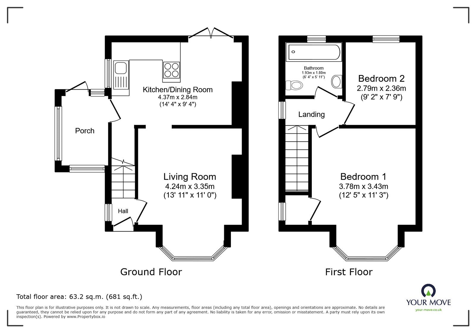 Floorplan of 2 bedroom Semi Detached House for sale, Sutherland Avenue, Longton, Staffordshire, ST3