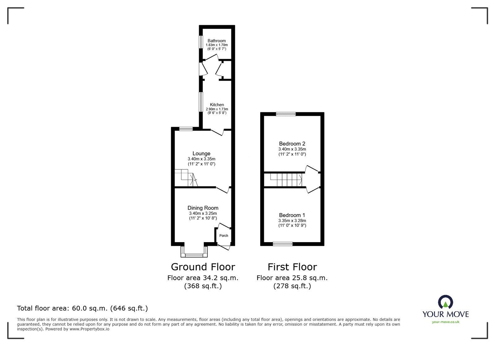 Floorplan of 2 bedroom Mid Terrace House for sale, Wolstern Road, Longton, Staffordshire, ST3