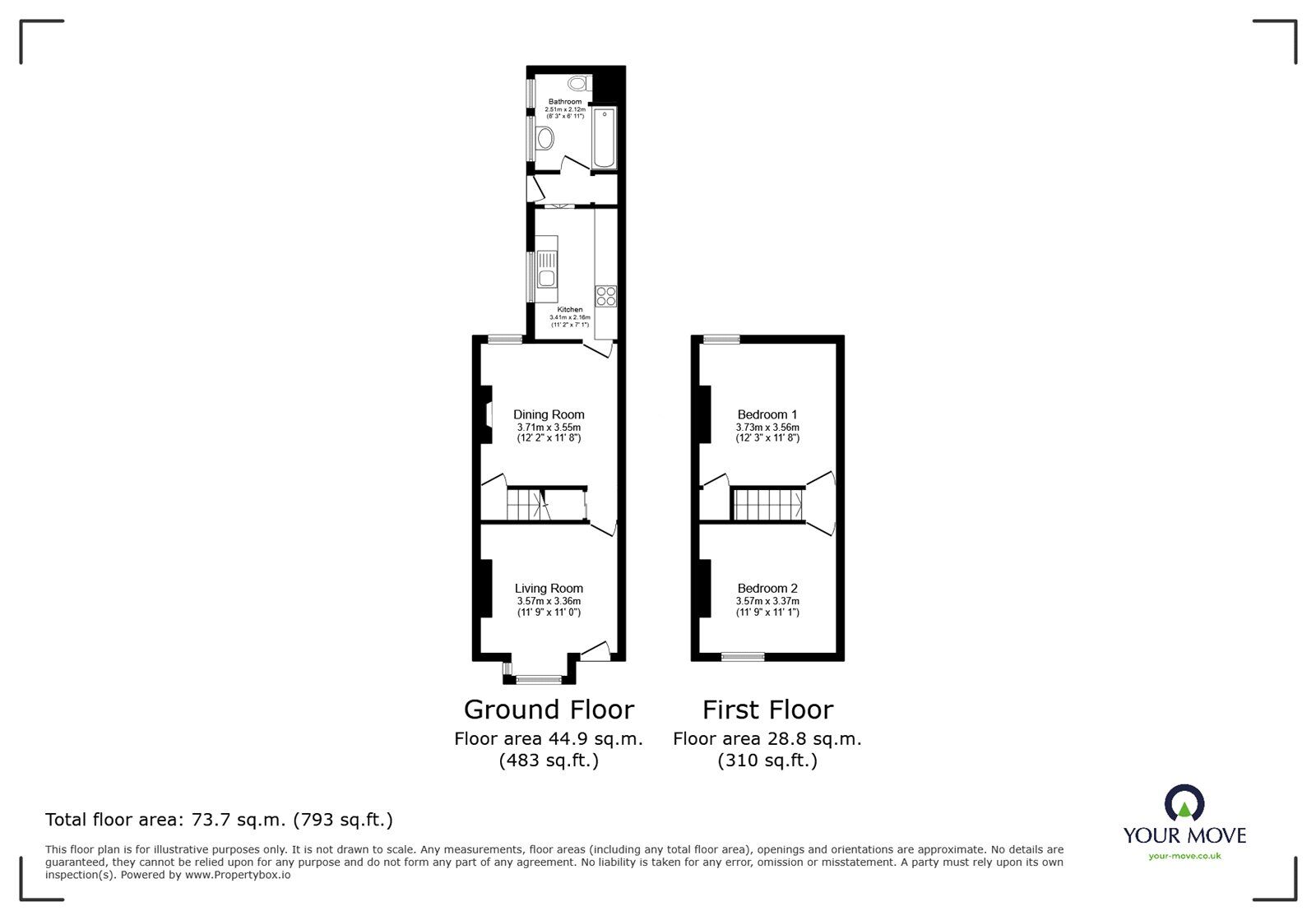 Floorplan of 2 bedroom Mid Terrace House to rent, London Road, Stoke-on-Trent, Staffordshire, ST4