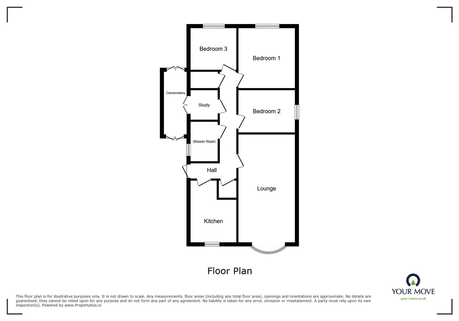 Floorplan of 3 bedroom Detached Bungalow for sale, Pendine Grove, Fenpark, Staffordshire, ST4