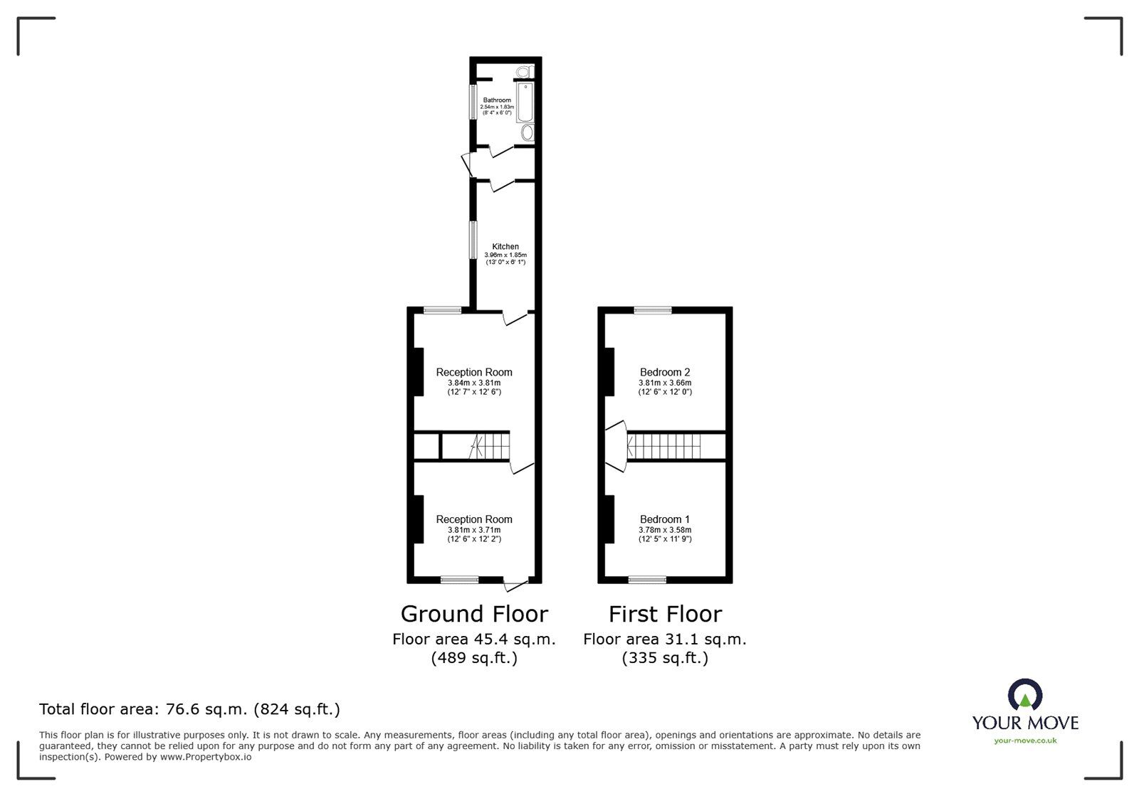 Floorplan of 2 bedroom Mid Terrace House for sale, Cromartie Street, Dresden, Staffordshire, ST3