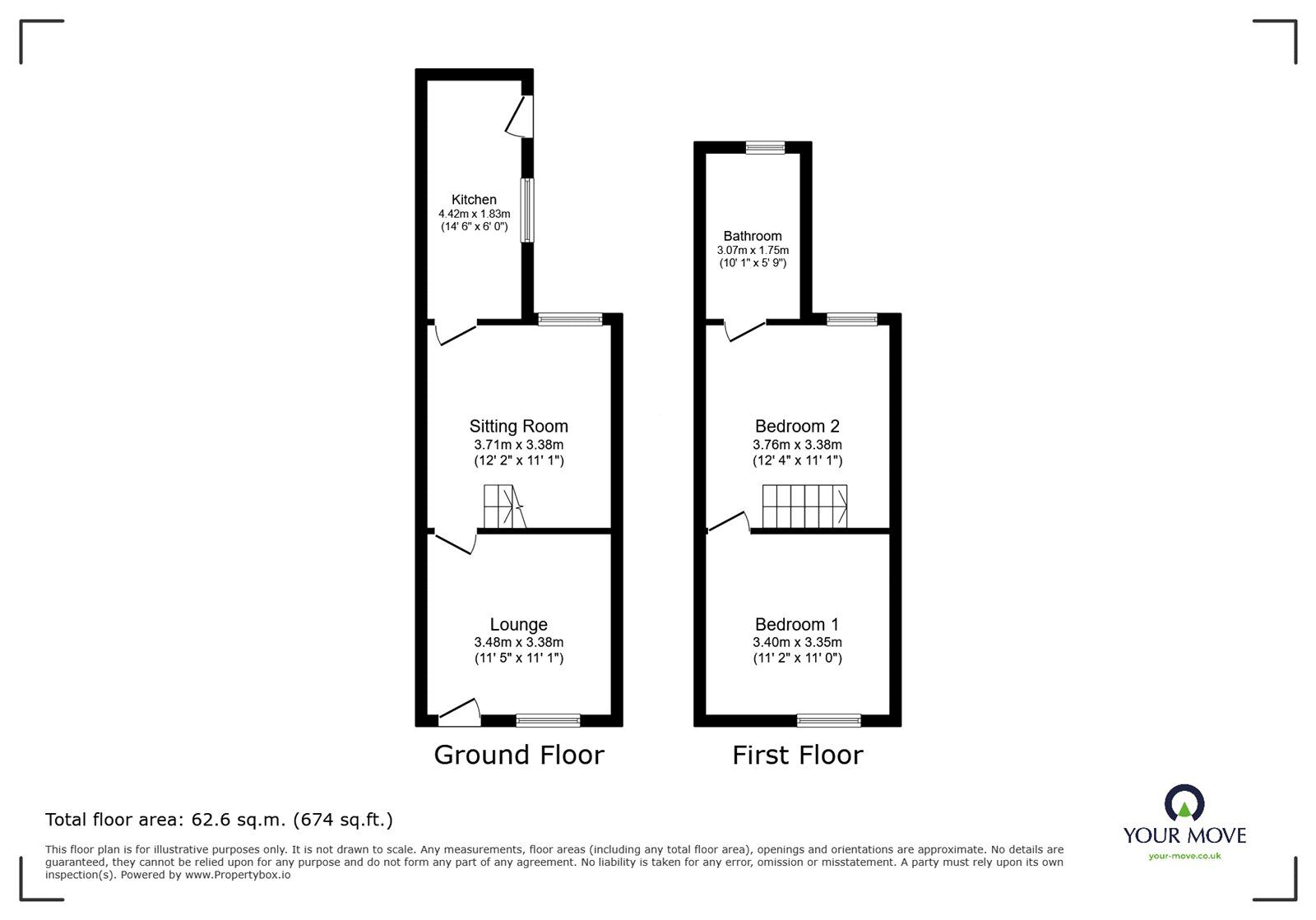 Floorplan of 2 bedroom Mid Terrace House for sale, Nelson Street, Fenton, Staffordshire, ST4