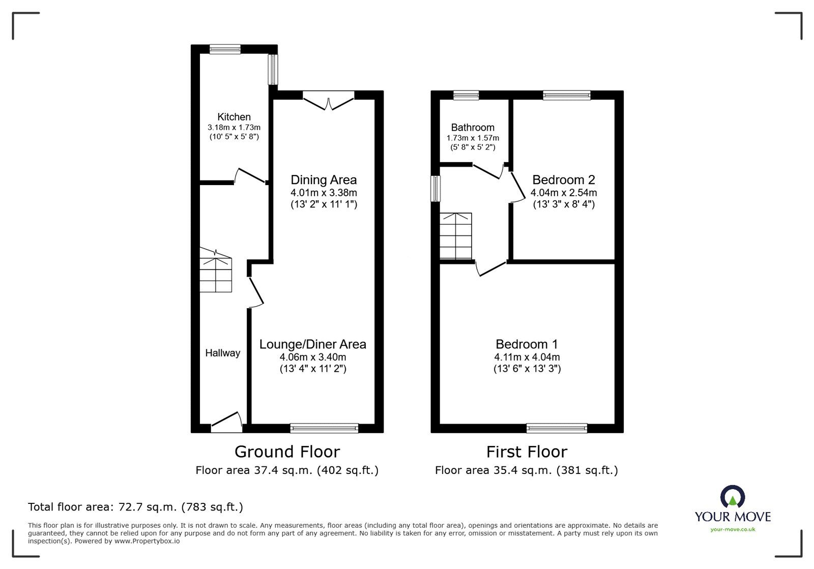 Floorplan of 2 bedroom Semi Detached House for sale, Blurton Road, Blurton, Staffordshire, ST3