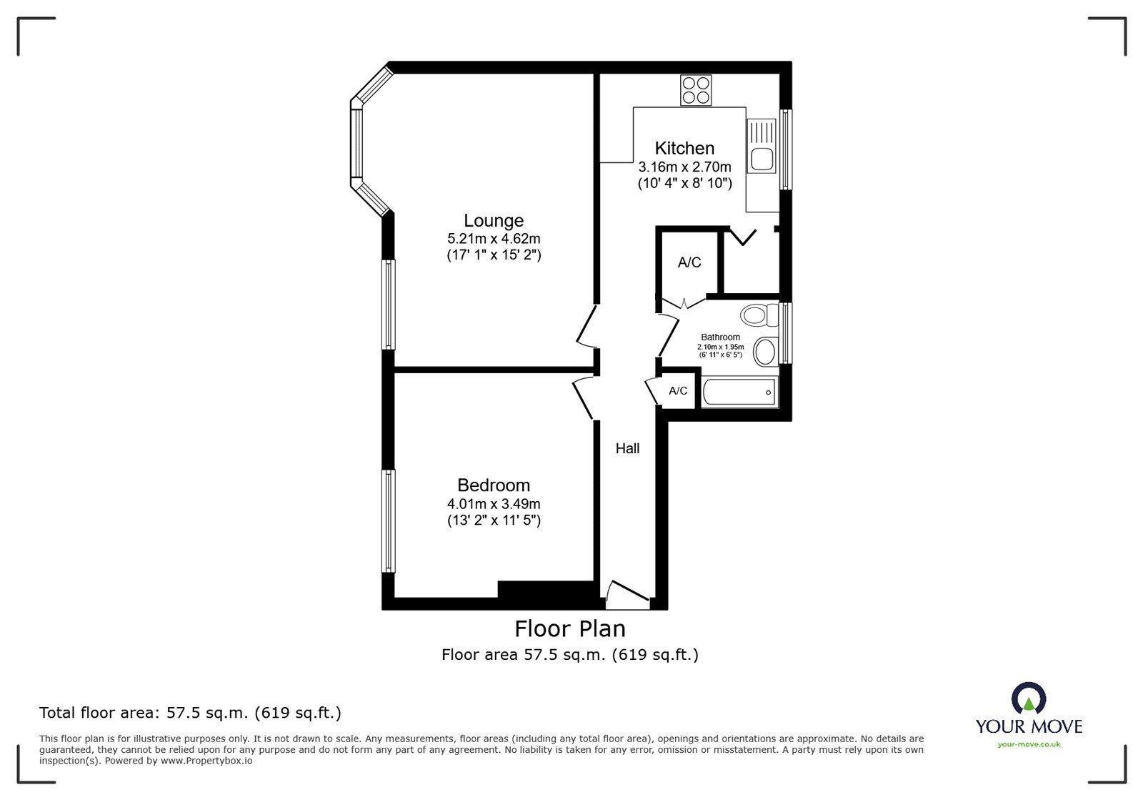 Floorplan of 1 bedroom  Flat for sale, Tyne Way, Clayton, Staffordshire, ST5