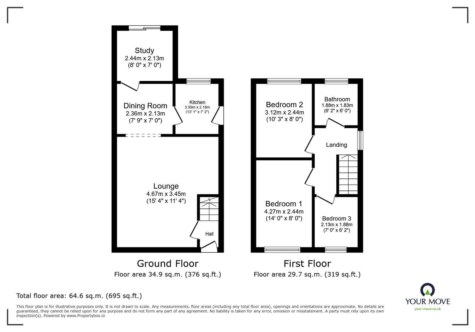 Floorplan of 3 bedroom Semi Detached House for sale, Lowell Drive, Park Hall, Staffordshire, ST3