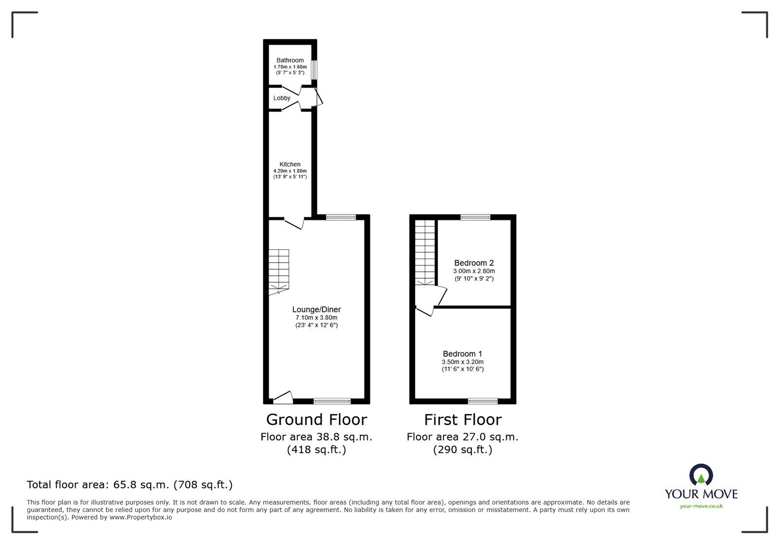 Floorplan of 2 bedroom Mid Terrace House to rent, William Terrace, Fegg Hayes, Stoke-on-Trent, Staffordshire, ST6