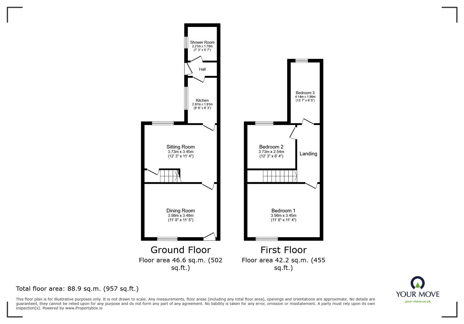 Floorplan of 3 bedroom Mid Terrace House for sale, Jervison Street, Adderley Green, Staffordshire, ST3
