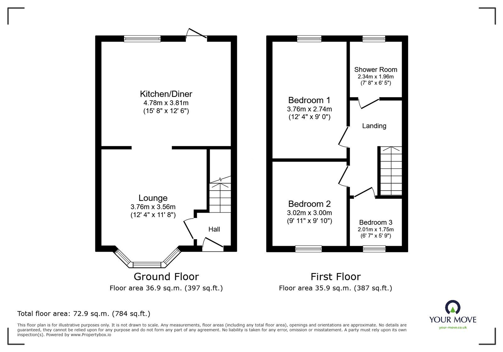 Floorplan of 3 bedroom Semi Detached House to rent, Sandy Road, Stoke-on-Trent, Staffordshire, ST6