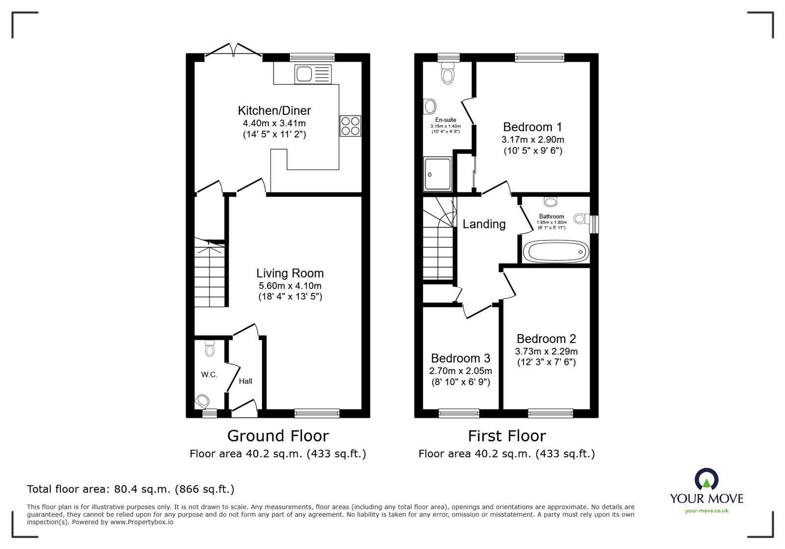 Floorplan of 3 bedroom End Terrace House for sale, Marshall Lane, Blythe Bridge, Staffordshire, ST11