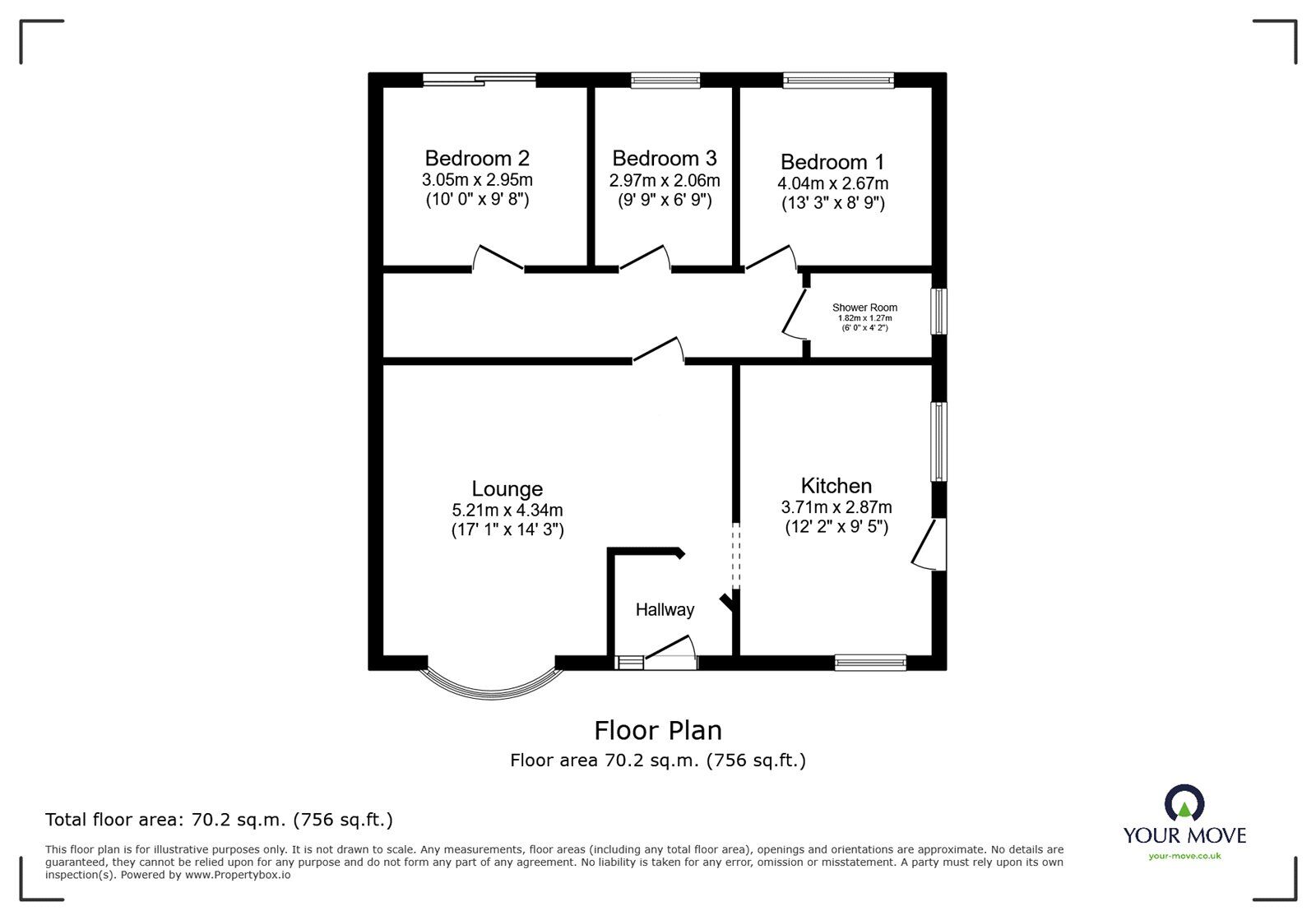 Floorplan of 3 bedroom Semi Detached Bungalow for sale, Coleridge Road, Blurton, Staffordshire, ST3