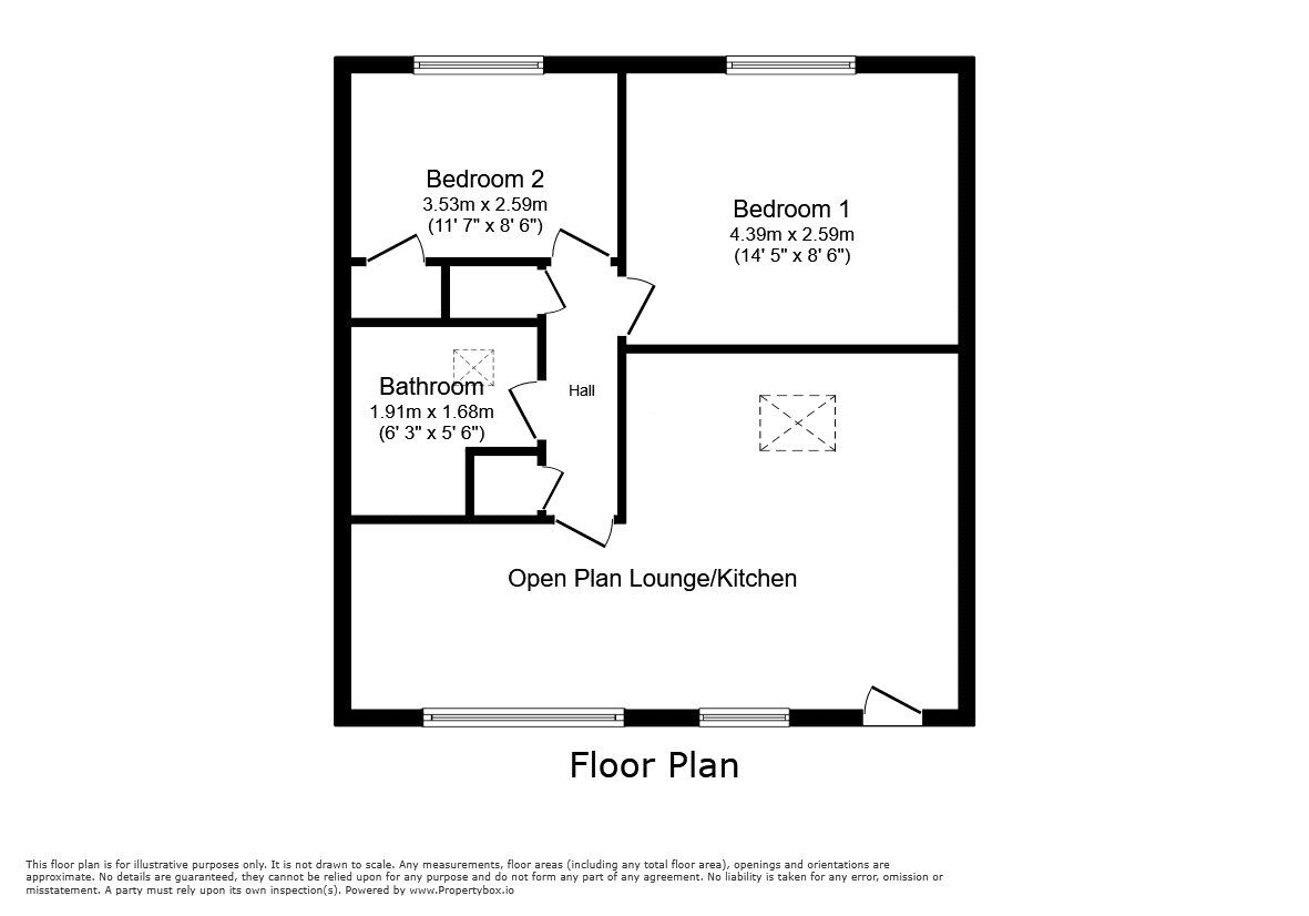 Floorplan of 2 bedroom  Flat to rent, Southall Way, Stoke-on-Trent, Staffordshire, ST2